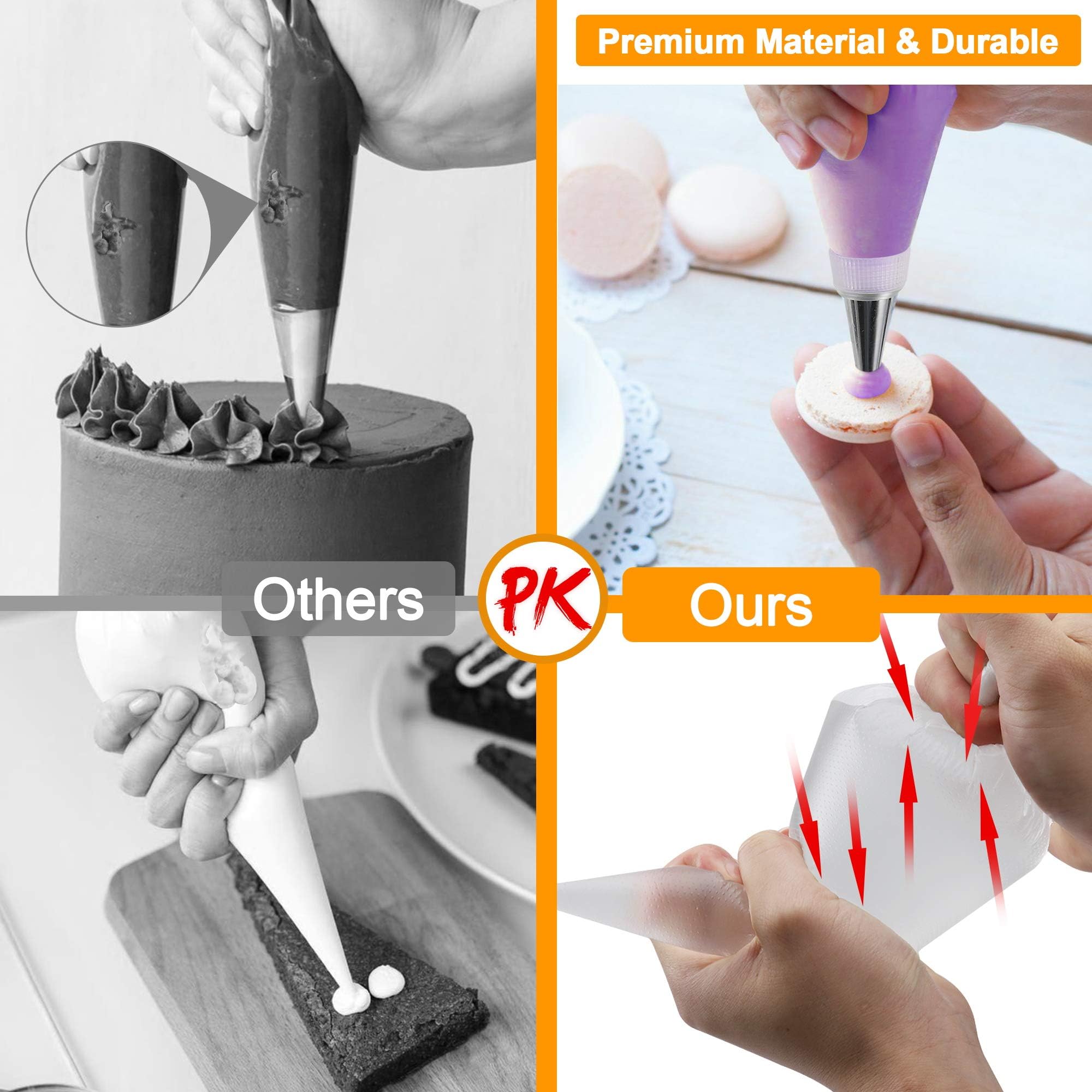 Firstake 100-Piece Disposable Piping Bags & Tips Set - 12 Inch Thickened Icing Bags, Anti-Burst Frosting Bags with Non-Slip Grip for Cake Decorating, Cupcakes, Cookies - Perfect for Home Baking & Professional Pastry Chefs