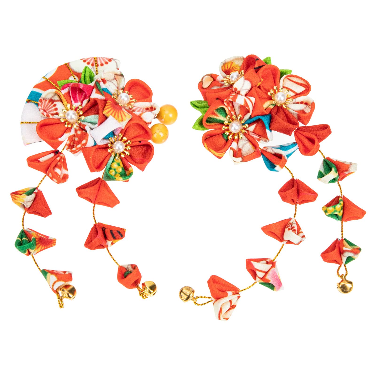 Lurrose 2-Pack Japanese Style Hair Clips for Women & Girls - Elegant Fabric Barrettes & Hair Accessories - Perfect for Cosplay, Anime Conventions & Traditional Japanese Outfits