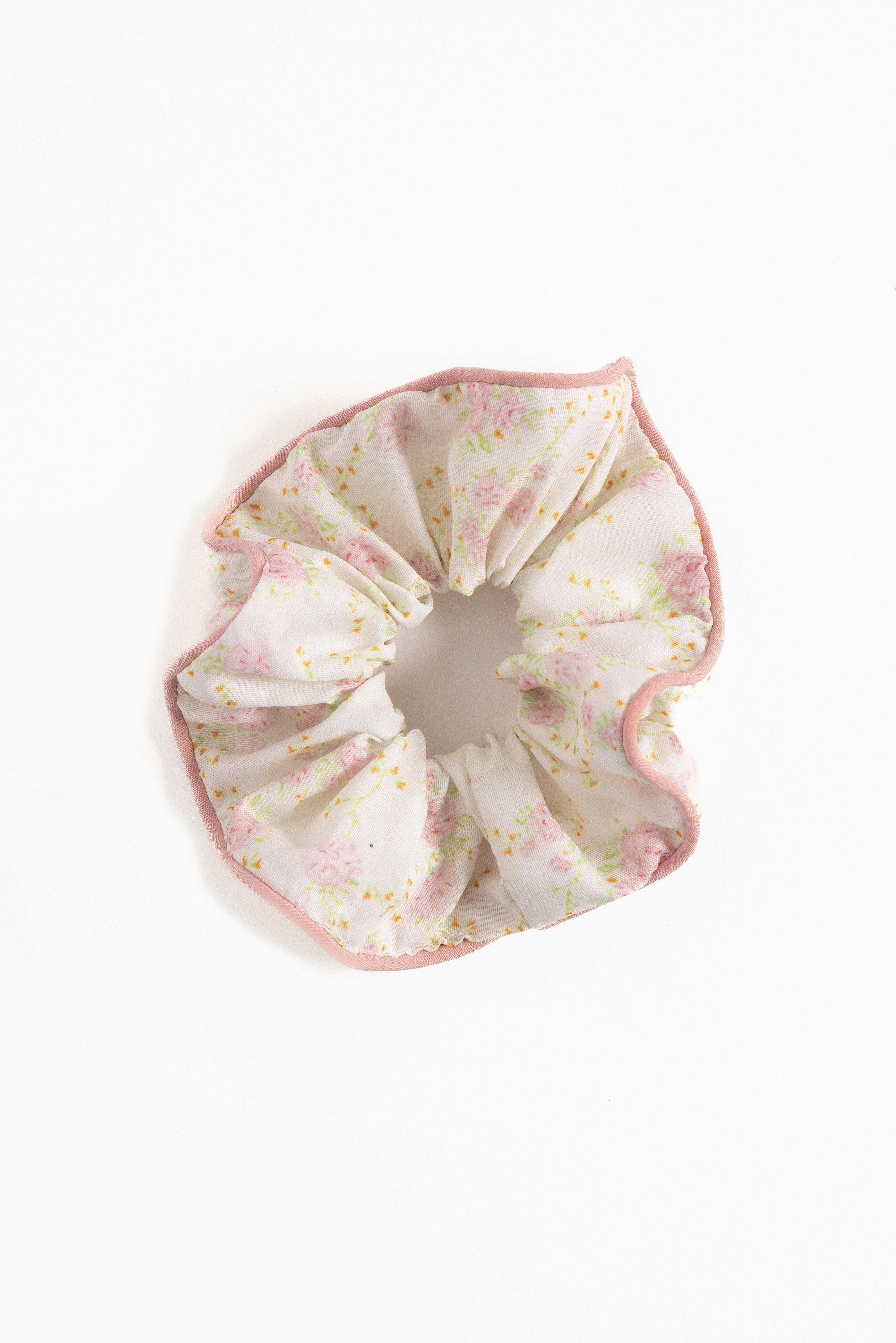 Amira Scrunchie Hair Tie - Pink Floral Pattern for Women & Girls | Soft Elastic Hair Accessories for Everyday, Workout, or Special Occasions