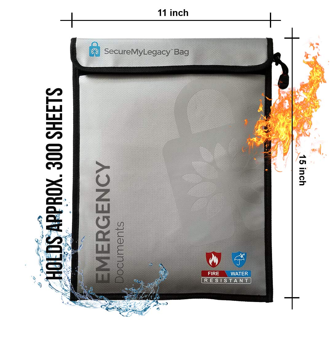 Fireproof Waterproof Document Bags - 4 Pack Secure File Organizer for Legal Papers, Passports & Cash - Fire/Water/Smoke Resistant Storage Solution for Home, Office & Emergency Preparedness