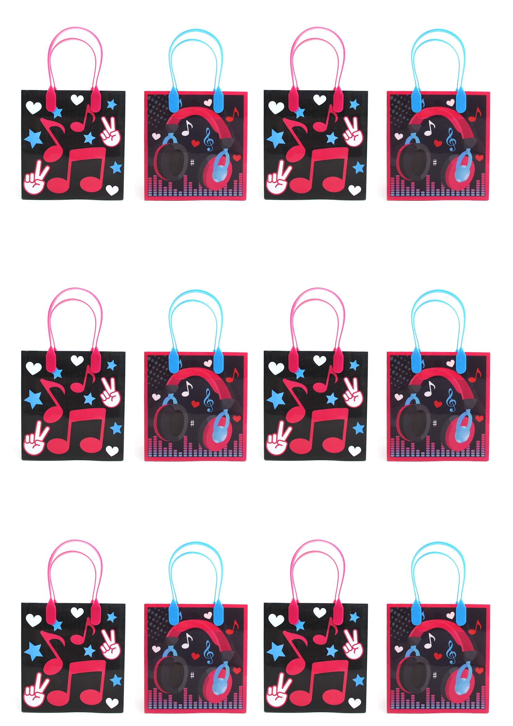 TINYMILLS 12-Pack Reusable Party Favor Bags with Handles - Durable Music Themed Goodie Bags for Birthday Parties, Baby Showers & School Events - Perfect for Candy, Toys & Small Gifts