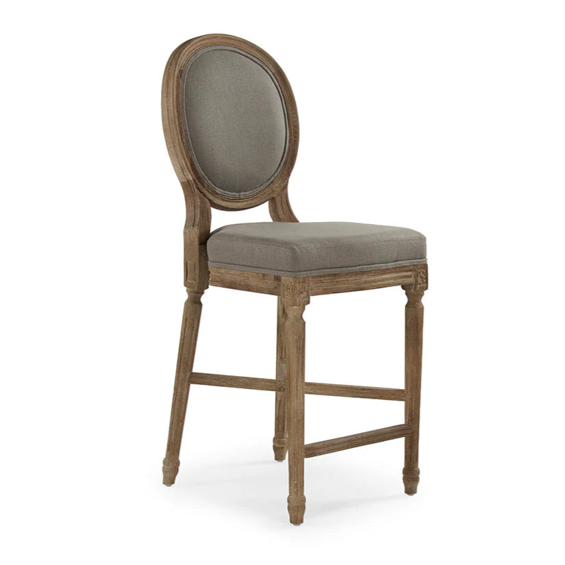 Grey Linen Medallion Counter Stool - 24