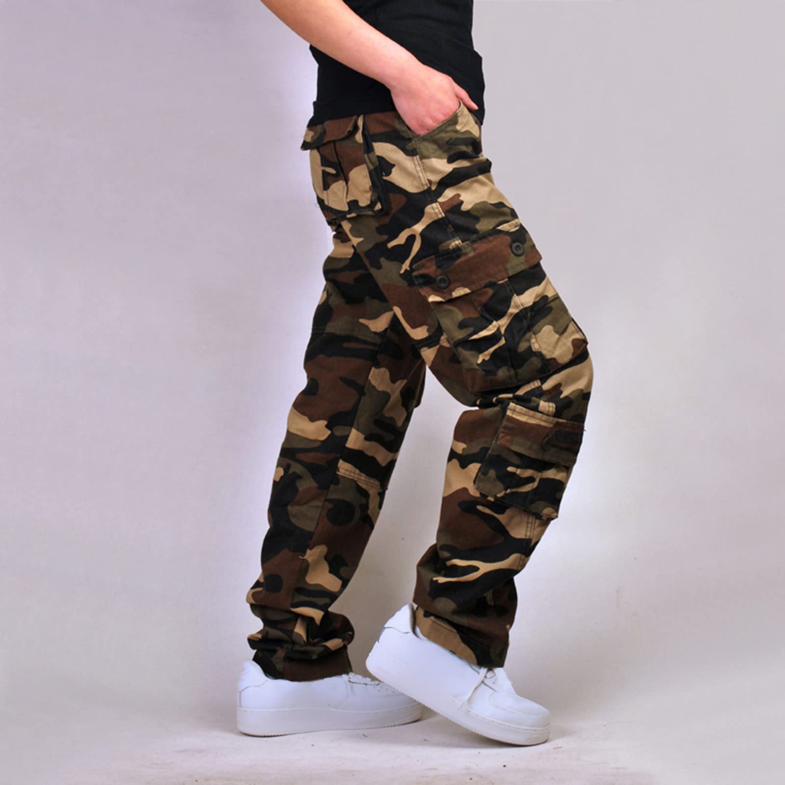 **Dgoopd 2024 Men's Camo Cargo Pants - Military Fatigue Combat Pants, Cotton Casual Army Work Trousers for Outdoor, Hiking & Tactical Use**