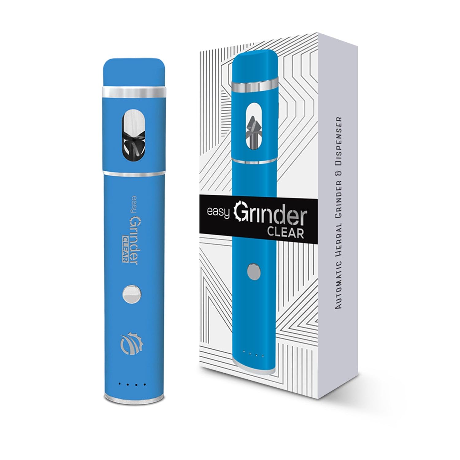 Premium Electric Herb Grinder - Clear Glass with Blue LED Light, Stainless Steel Blades & Pollen Catcher - Perfect for Grinding Coffee Beans, Herbs & Spices - Ideal for Home Kitchen, Camping & Travel Use