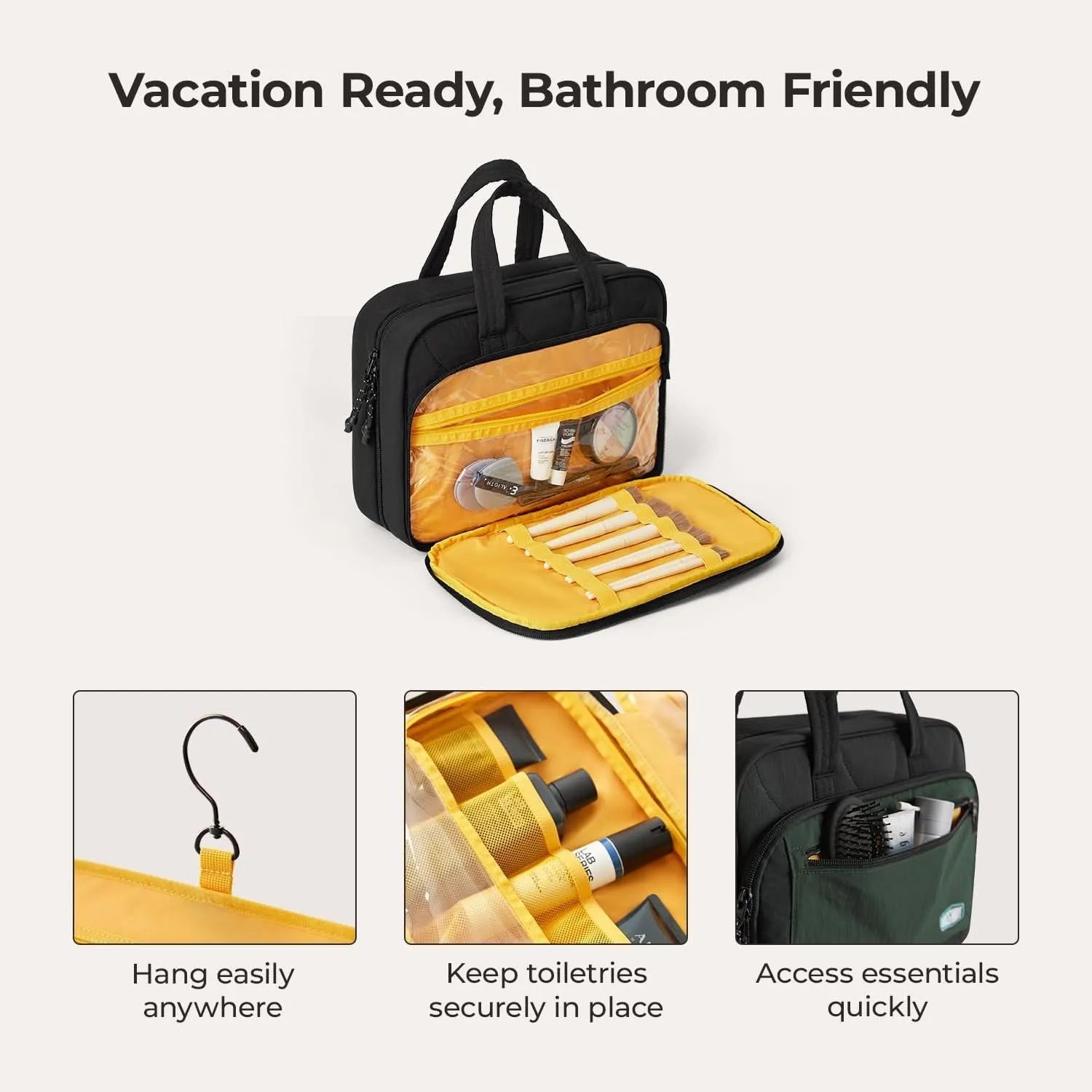 Paz Hanging Toiletry Bag for Travel - Waterproof Cosmetic Organizer with Multiple Pockets - Perfect for Bathroom, Camping & Gym Essentials Storage