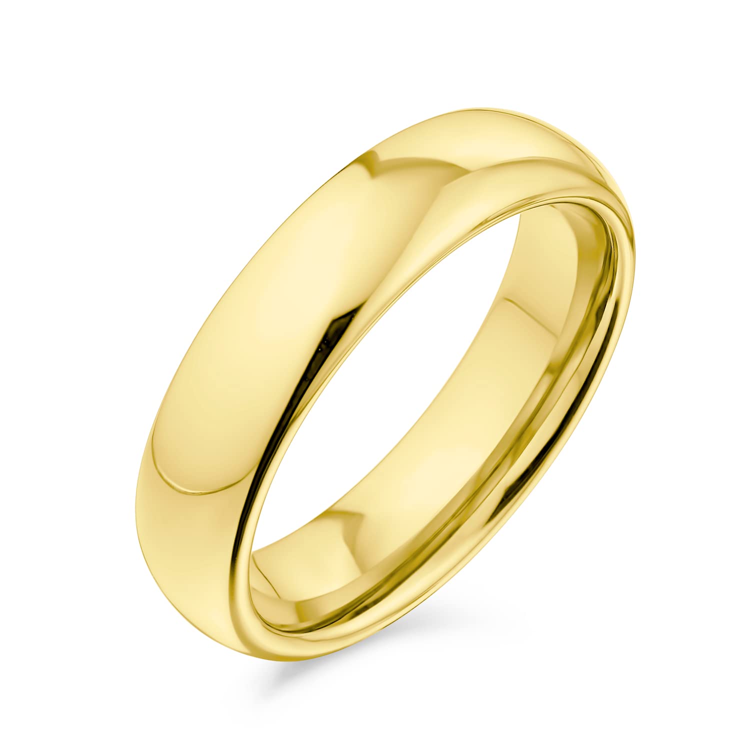 Titanium Wedding Band for Couples - Gold Tone 5MM for Men & Women - Elegant & Comfort Fit for Daily Wear