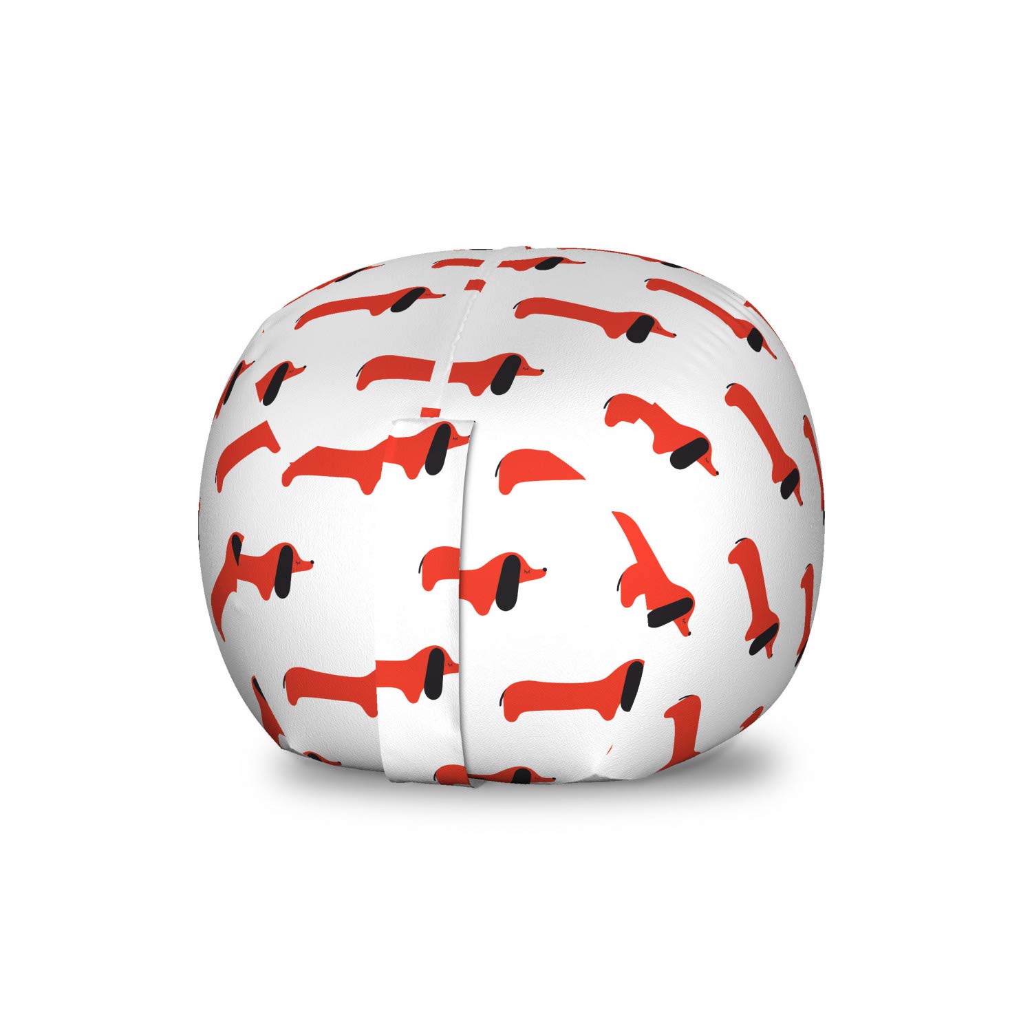 Ambesonne Dachshund Toy Storage Bag Chair - Washable Stuffed Animal Organizer with Abstract Dog Pattern in Vermilion & Charcoal Grey | Perfect for Kids' Room, Nursery, or Pet Toy Organization