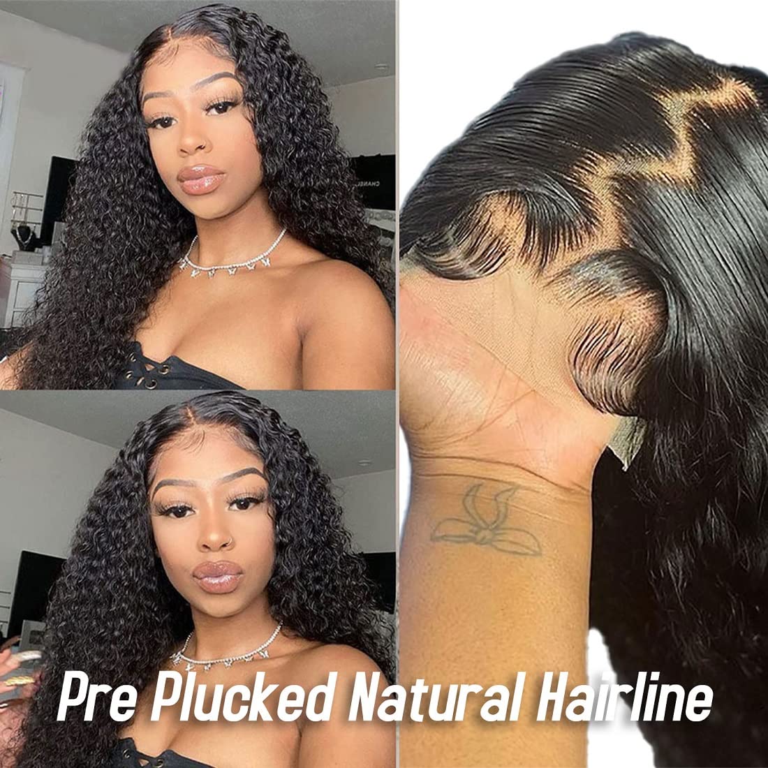West Kiss 16 Inch Curly Lace Front Wig Human Hair - 6x6 HD Lace Closure, Pre-Plucked, Glueless - Natural Black Women's Wigs for Daily Wear & Special Occasions
