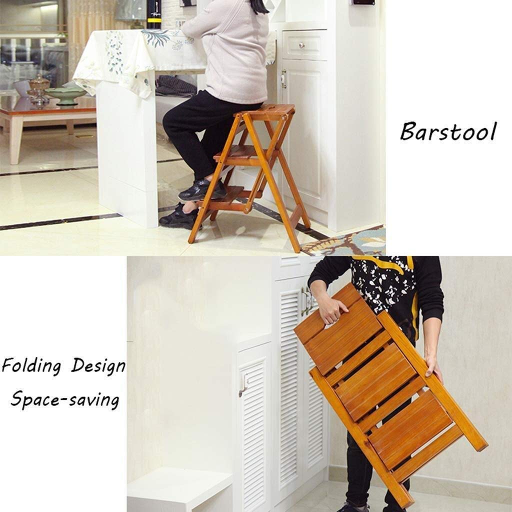 FADUNI Foldable Step Stool - Multifunctional Kitchen Ladder Stool, Shoe Rack, Flower Stand & Storage Bench in Light Walnut - Perfect for Home, Kitchen, Bathroom & Closet Organization