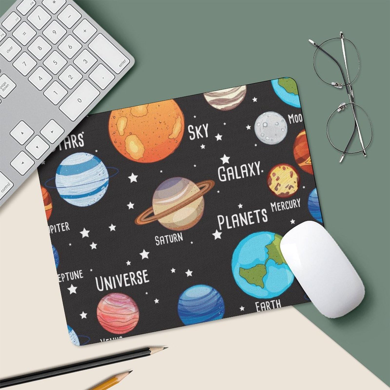 Solar System Planet Mouse Pad - Durable Non-Slip Waterproof Gaming Mouse Mat for Home & Office (20x25cm) - Perfect for PC, Laptop & Gaming Setups