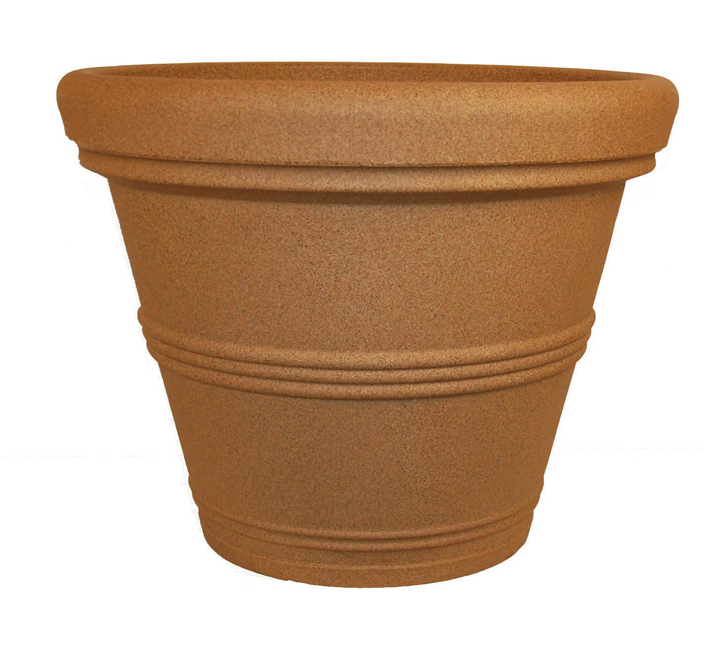 Tusco Products RR30SS 30-Inch Rolled Rim Garden Planter - Sandstone Color for Outdoor Plants, Flowers & Vegetables - Perfect for Patio, Deck, Balcony & Backyard Decor