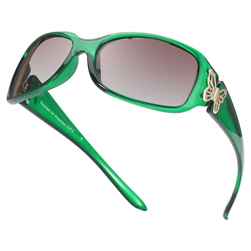 A1 Green/Gra Brown Frame Polarized Womens Sunglasses