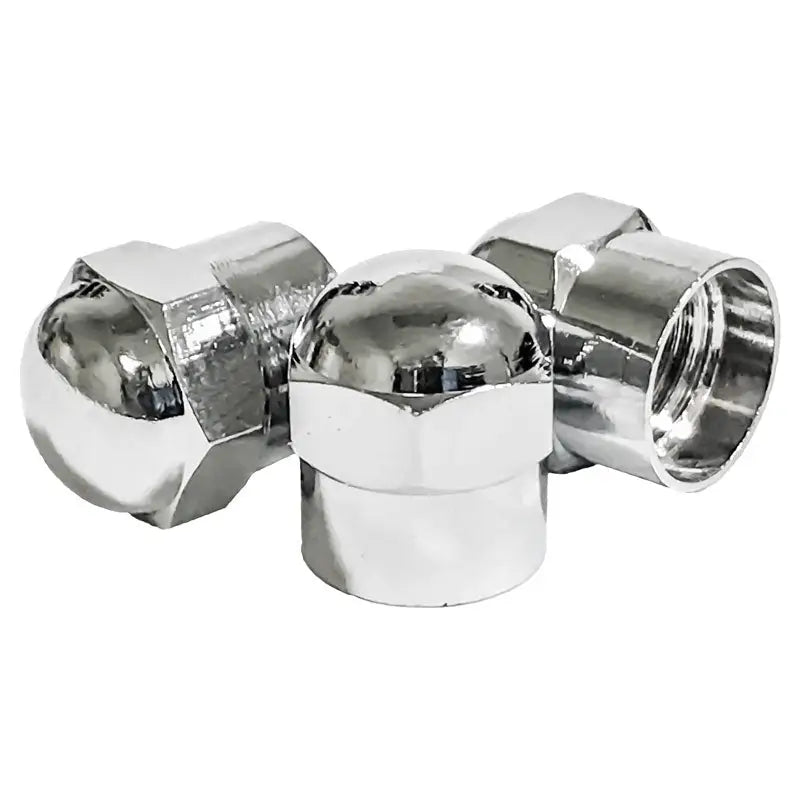AA Chrome Hexagon Tire Valve Caps (100/Box) - Durable Metal Air Stem Caps for Cars, Trucks & Motorcycles - Perfect for Customization & Off-Road Protection
