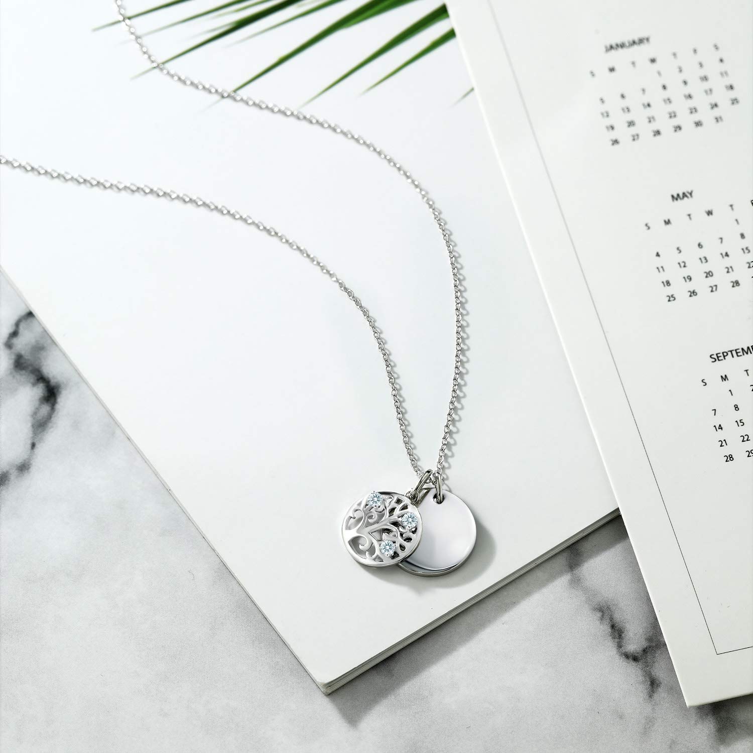 925 Sterling Silver Pendant Necklace Set with Round White Zirconia Gemstones - Elegant Jewelry Gift for Women, Perfect for Weddings, Anniversaries & Special Occasions