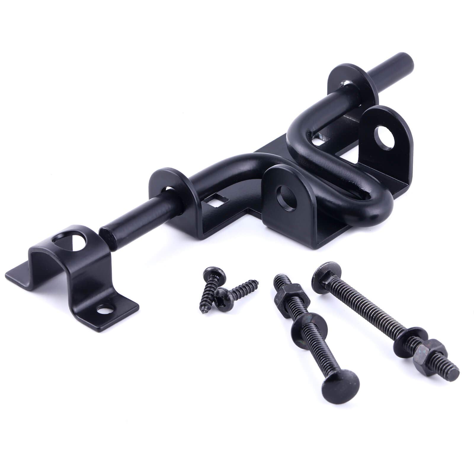 2 Pack Heavy Duty Sliding Bolt Gate Latch - Black Reinforced Metal Door Lock with Padlock Hole for Wooden Fence, Shed, Yard & Barn Doors | Secure Indoor & Outdoor Use for Homes, Farms & Storage Areas