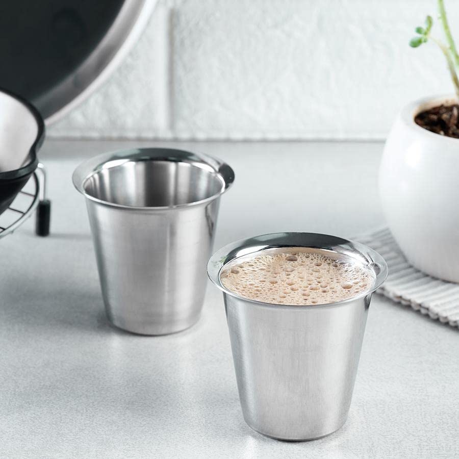 Premium Stainless Steel Indian Tea & Coffee Glasses - Traditional Design, Pack of 1, Durable Steel Cups for Kids & Adults - Perfect for Chai, Lattes, and Hot Beverages at Home or Office