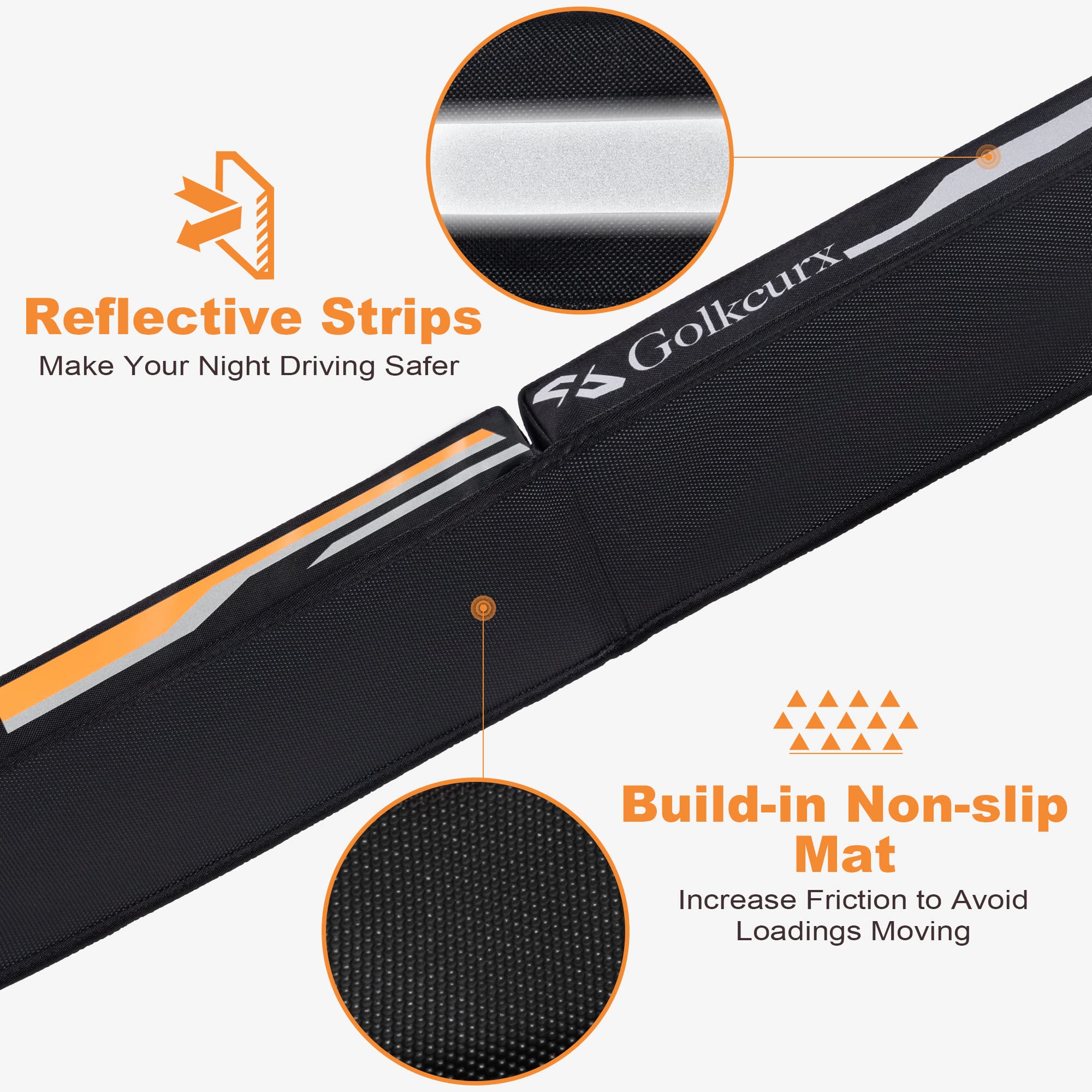 **Golkcurx Universal Soft Roof Rack Pads for Kayak, Surfboard, SUP, Canoe, Snowboard – 15FT Tie-Down Straps (2 Pack) & Storage Bag Included – Waterproof & Non-Slip – Perfect for Outdoor Adventures, Camping, and Travel (Black)**