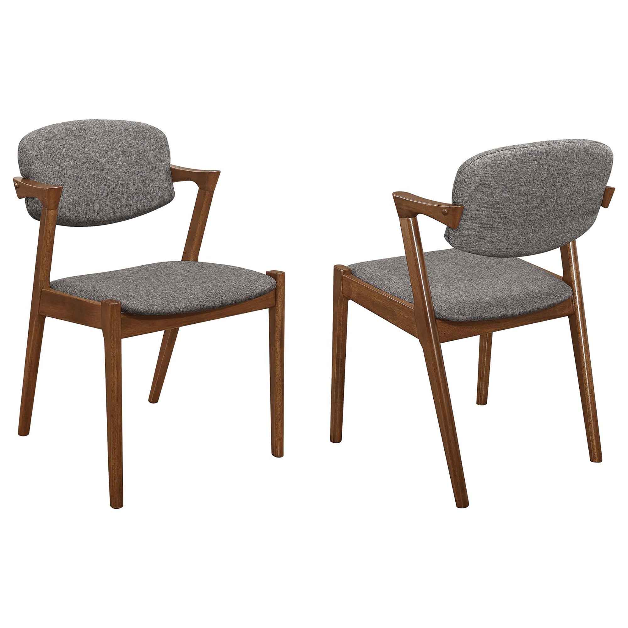 Dark Walnut & Grey Modern Dining Chairs Set of 2 - Solid Wood Accent Chairs for Kitchen, Dining Room, Breakfast Nook & Home Decor
