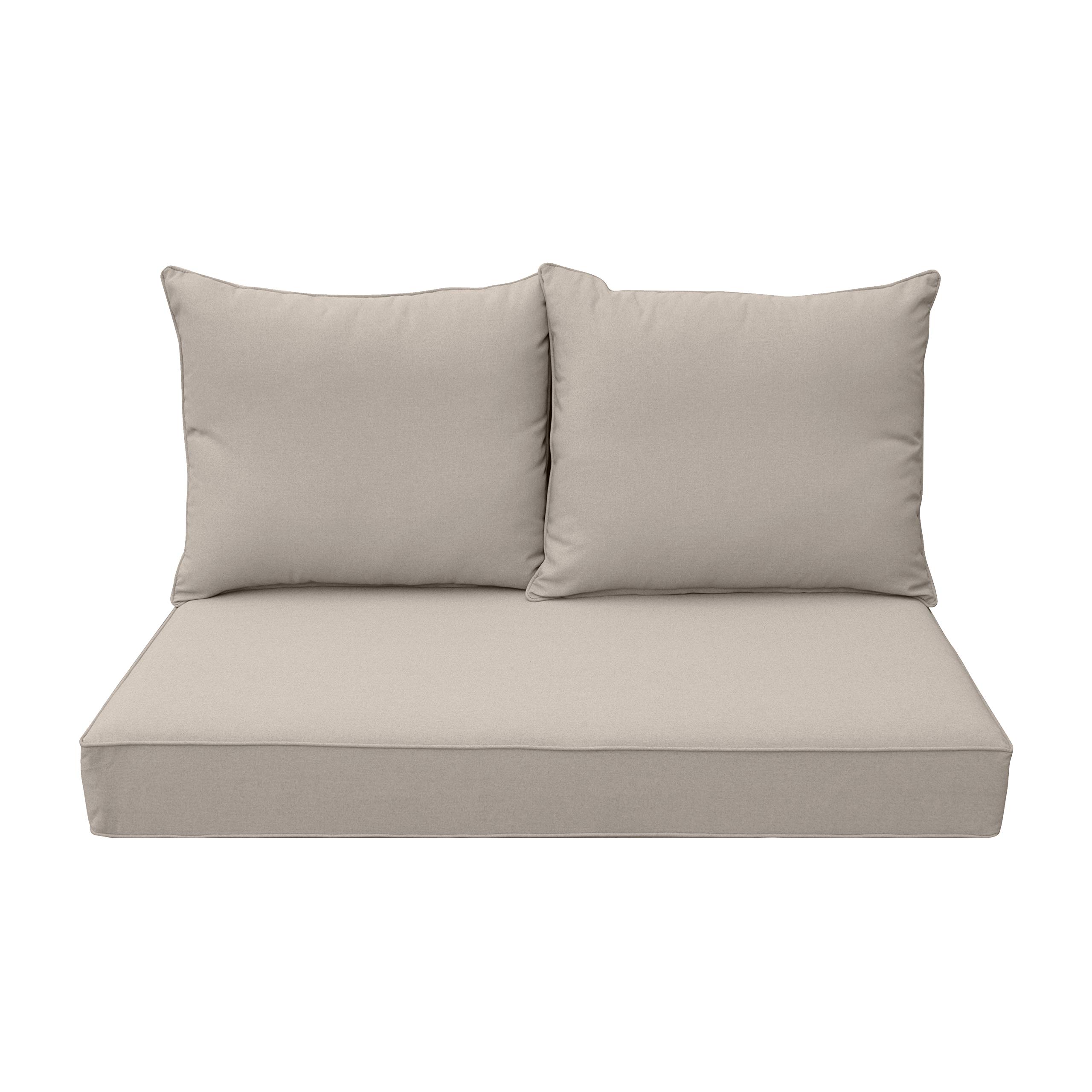BOSSIMA Patio Furniture Cushions - Deep Seat Glider Loveseat Cushions for Indoor & Outdoor Use - Comfortable & Durable (Oatmeal) - Perfect for Porch, Deck, Garden & Poolside Relaxation