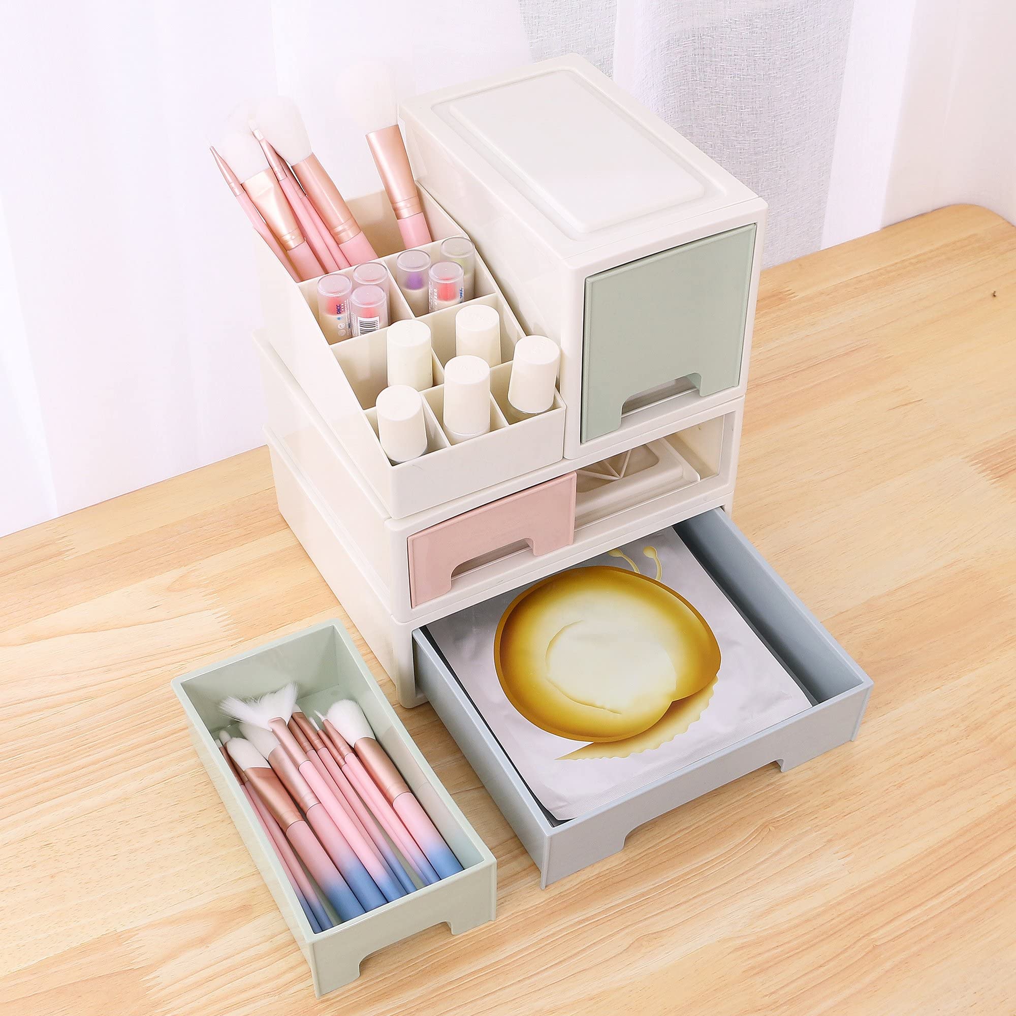 4-Drawer Stationery & Cosmetic Organizer Box - 16 Slots for Pens, Cards, Office Supplies - Perfect for Home & Office Organization