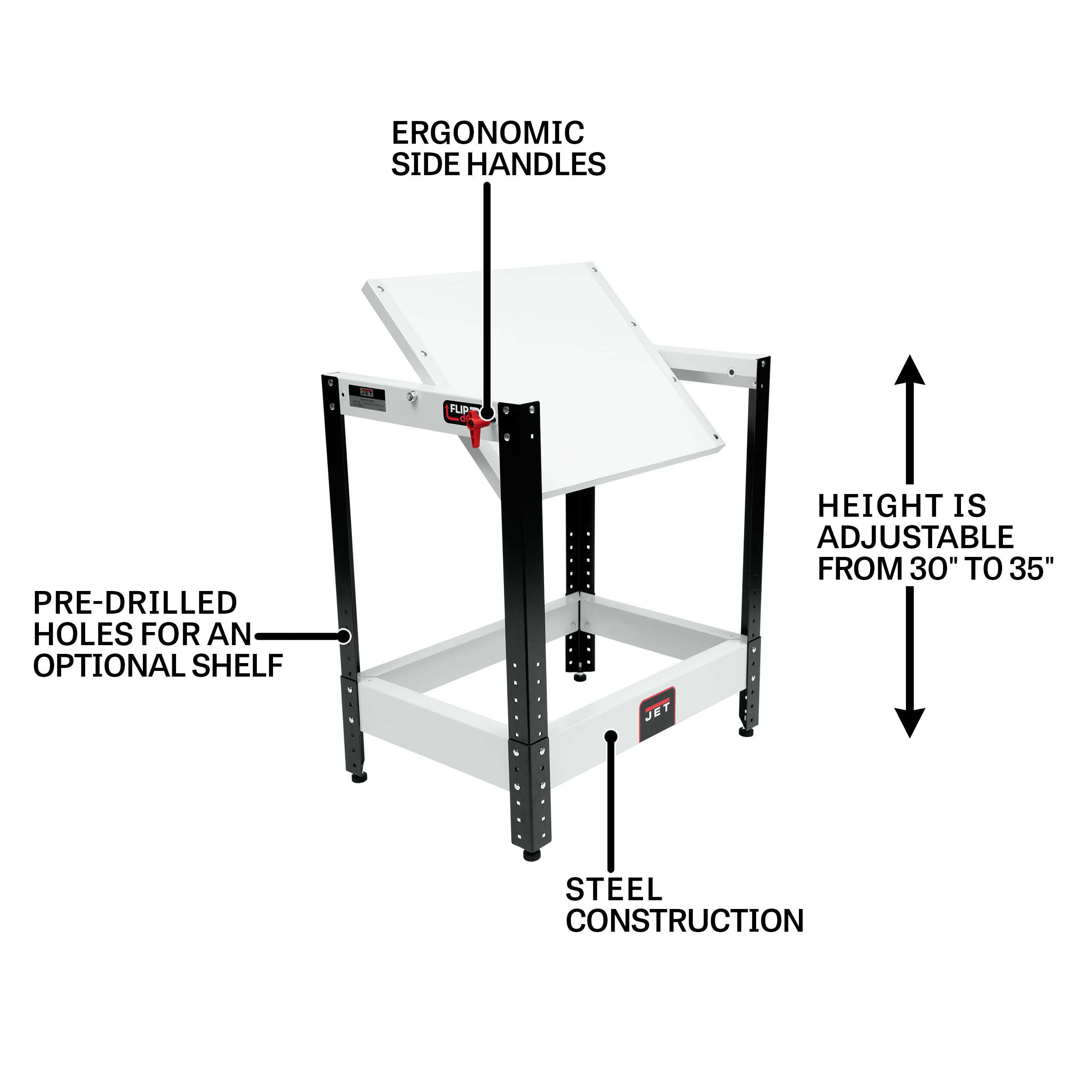 JET 728200 Flip Top Benchtop Machine Table - Heavy Duty Workbench for Woodworking & Metalworking | Garage Workshop, DIY Projects & Professional Use