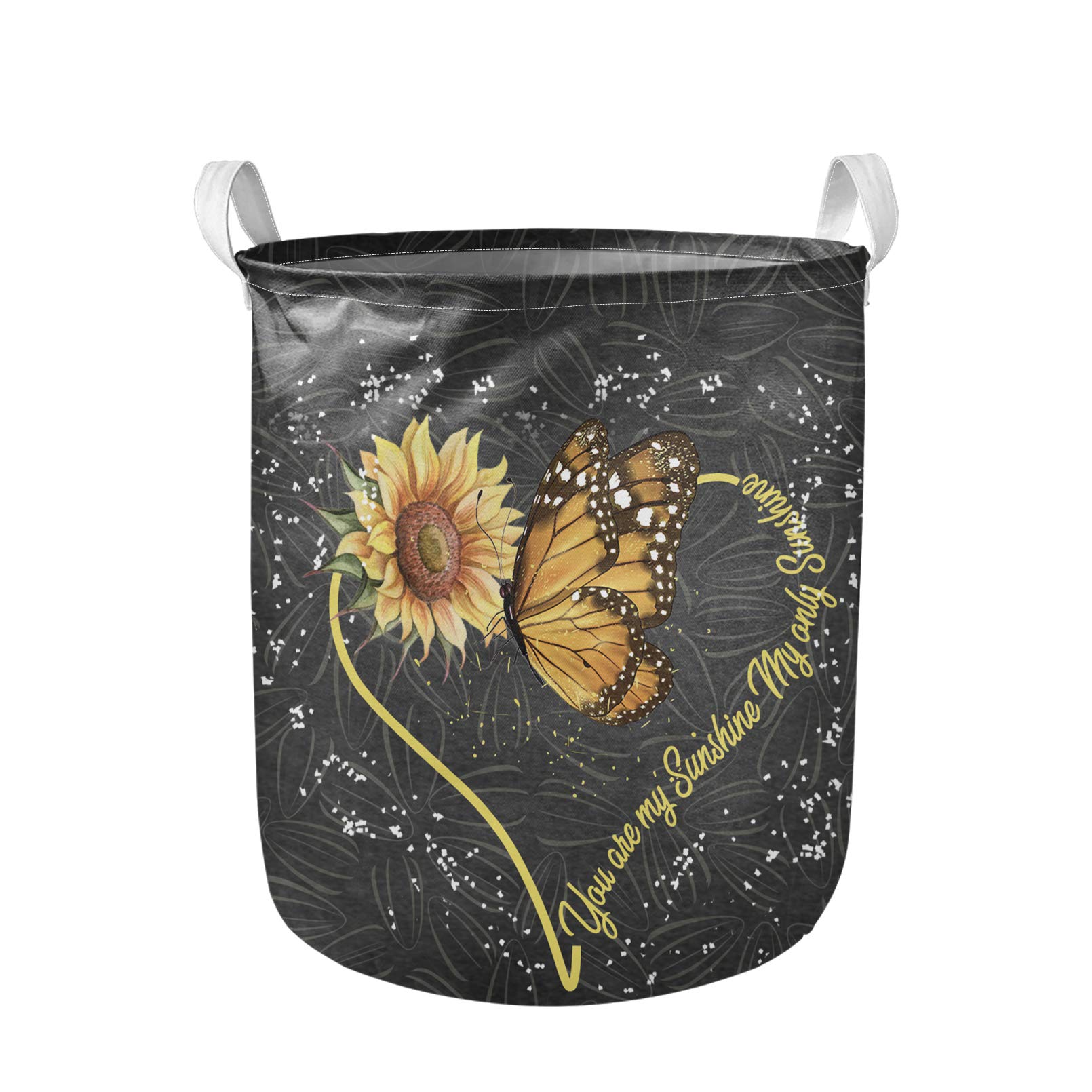 LJMKZJN Sunflowers Love Hart Collapsible Storage Baskets - Waterproof Laundry Hamper, Bedroom & Kitchen Organization, Ideal for Home, Office, and Dorm Use