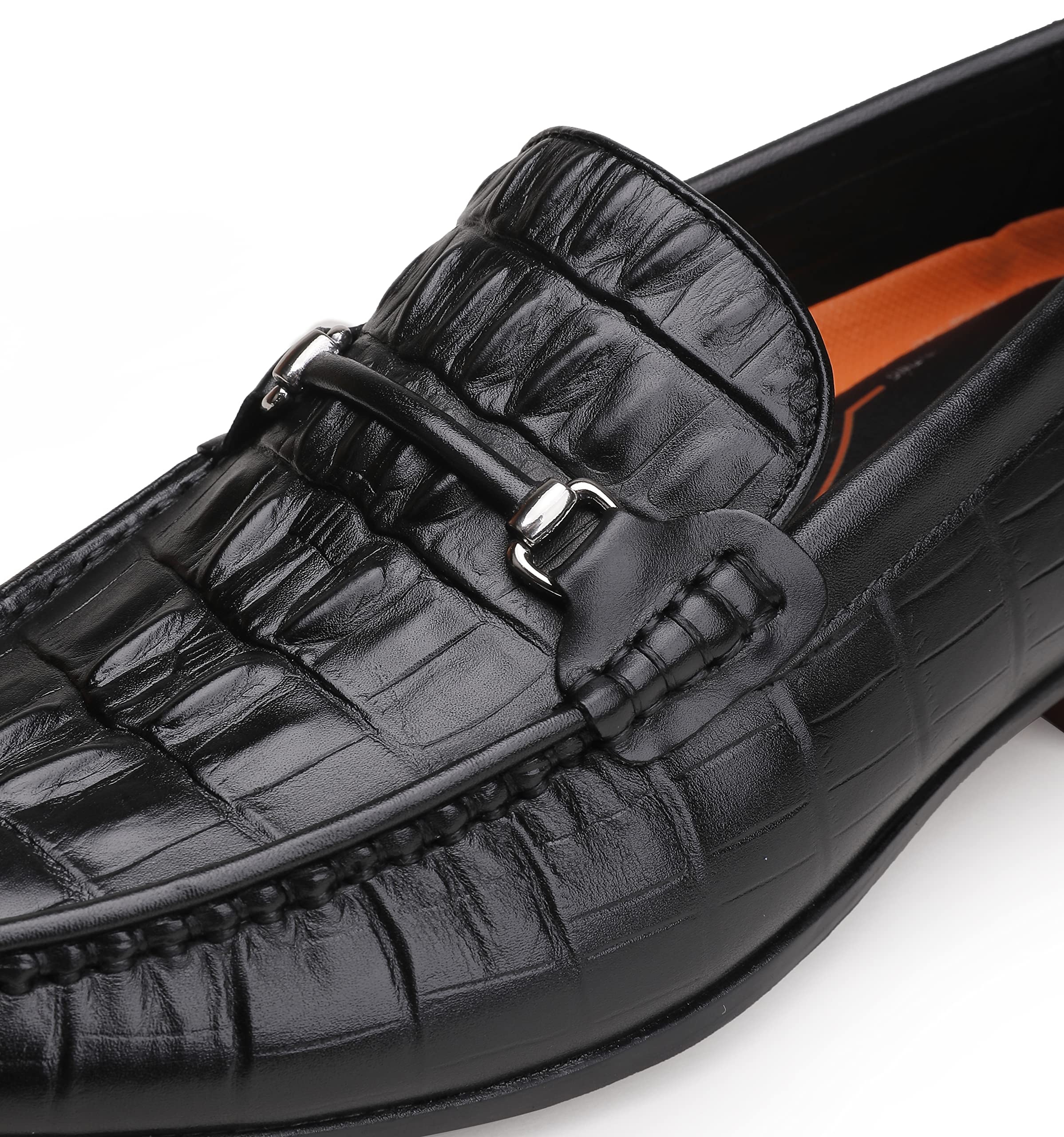 Premium Men's Leather Dress Shoes - Black Crocodile Print Business Loafers for Formal & Casual Wear | Slip-On Comfort for Office, Weddings & Special Events