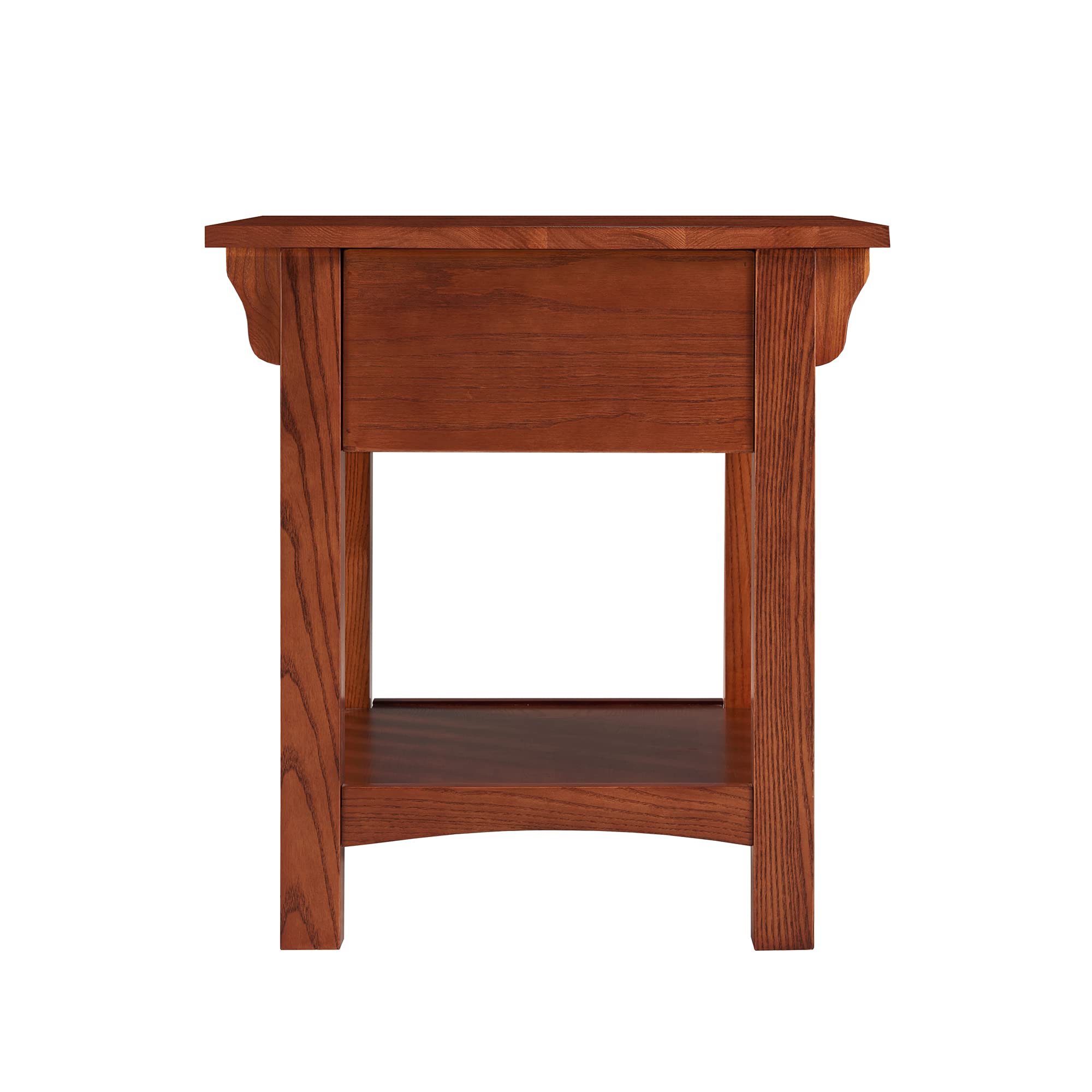 Leick Home 8222-SC Mission Style Solid Wood End Table with Locking Secret Compartment - Medium Oak Finish - Living Room Side Table for Home Decor & Storage Solutions