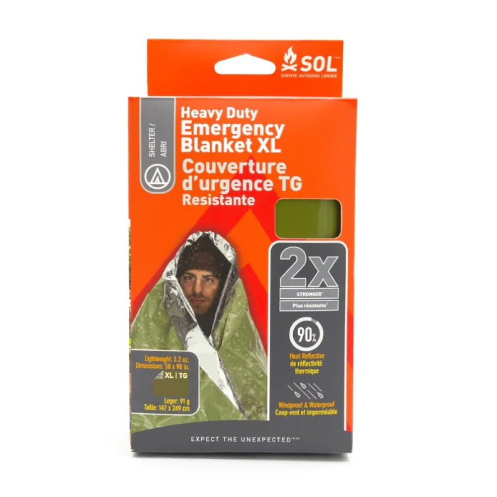SOL Heavy Duty Emergency Blanket - Survival Blanket for Outdoor Camping, Hiking & First Aid Kits | Waterproof & Windproof Thermal Blanket for Extreme Weather Protection