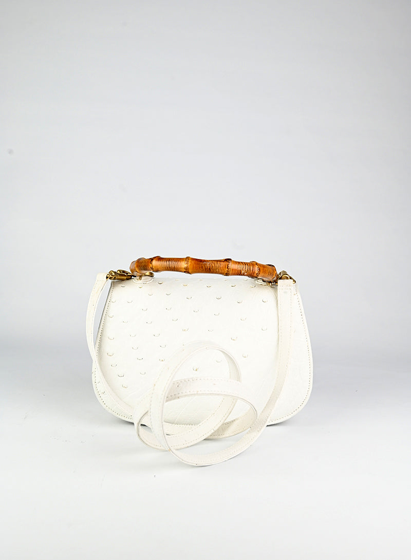 Authentic Gucci Bamboo Leather Handbag in White - Luxury Designer Tote for Women, Perfect for Office, Travel & Everyday Use