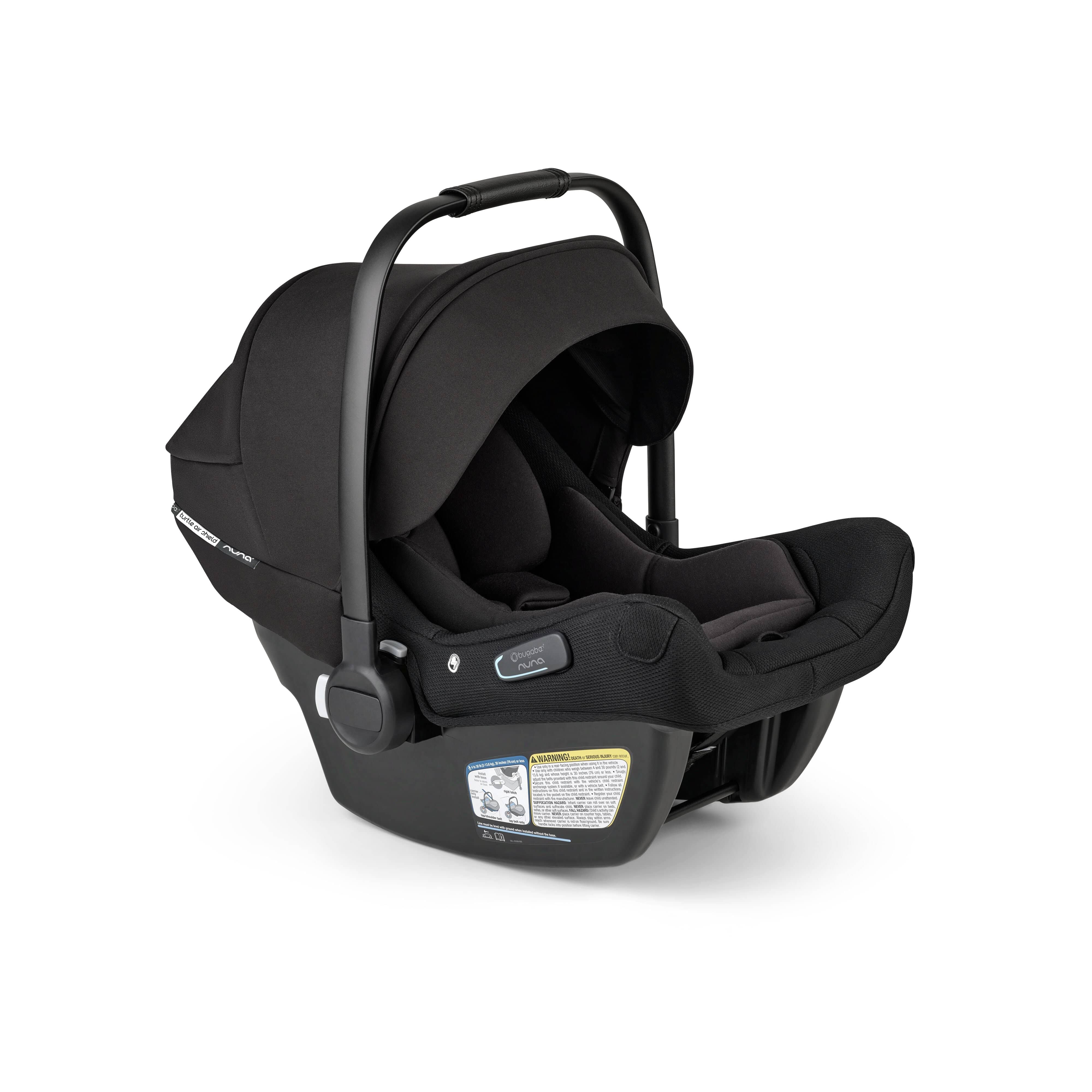 Nuna Bugaboo Turtle Air Shield Car Seat with Base - Black | Safe & Comfortable Infant Car Seat for Newborns | Perfect for Travel & Daily Commutes