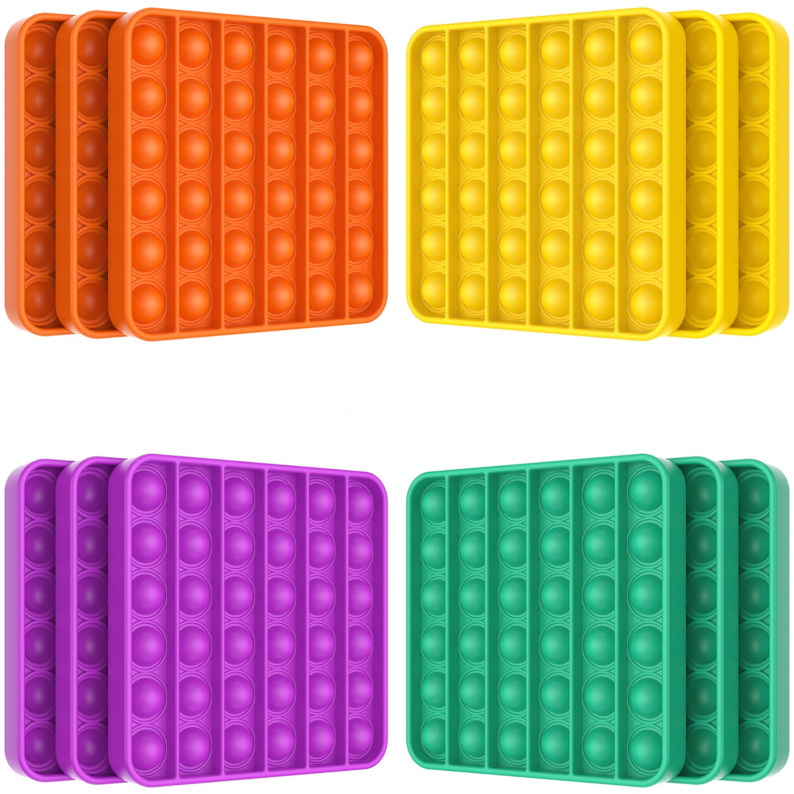 12 Pack Fidget Toys Set - Stress Relief Sensory Toys for Kids & Adults | Push Pop Bubble Poppers for Anxiety Relief, Party Favors, Classroom Prizes & Easter Gifts | Bulk Sensory Toys for ADHD, Autism & Office Stress Relief