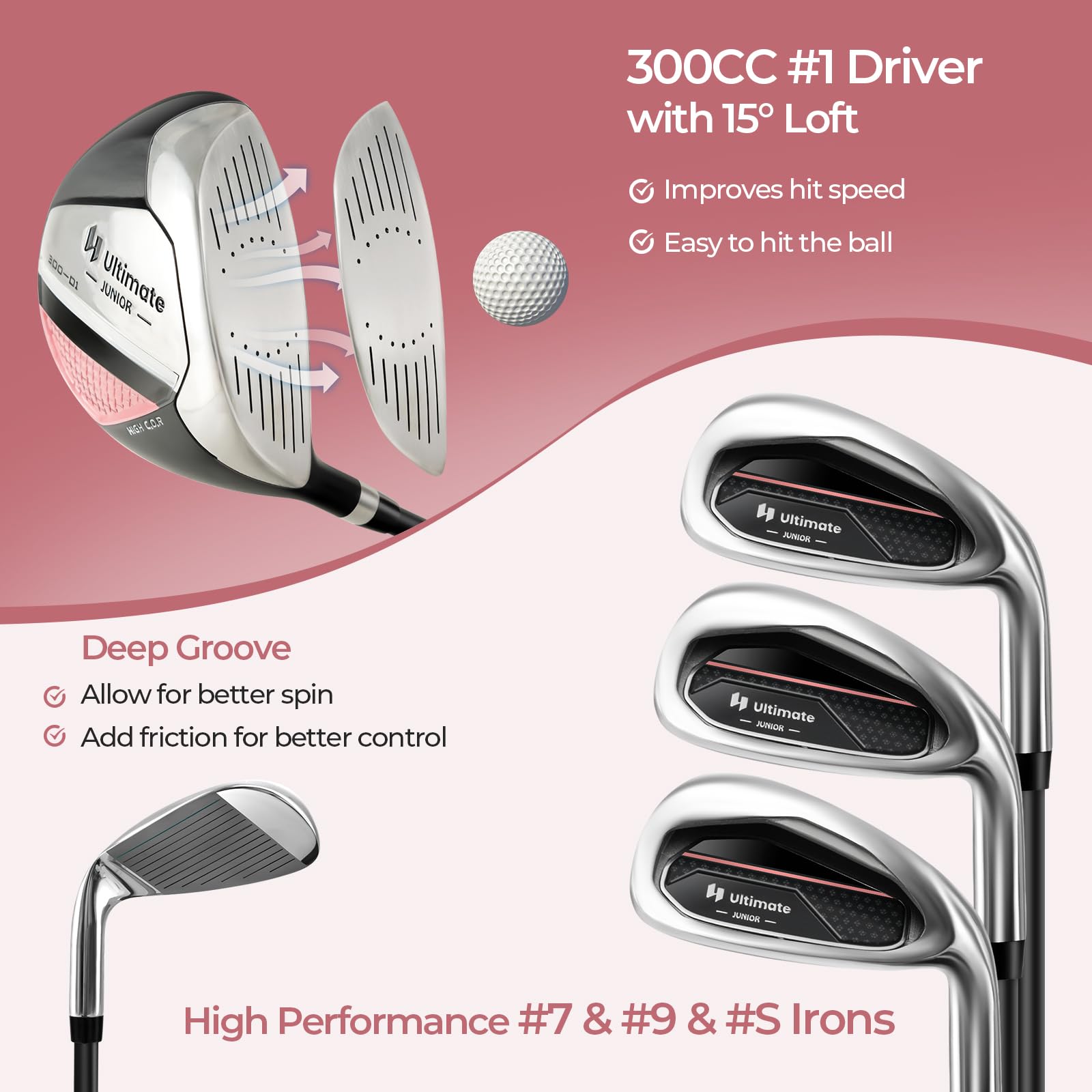 **Goplus Junior Complete Golf Club Set for Kids Ages 5-13 - Right Hand Golf Clubs with Stand Bag & Rain Hood - Perfect for Boys & Girls Learning Golf - Ideal for Backyard, Driving Range & Junior Tournaments**