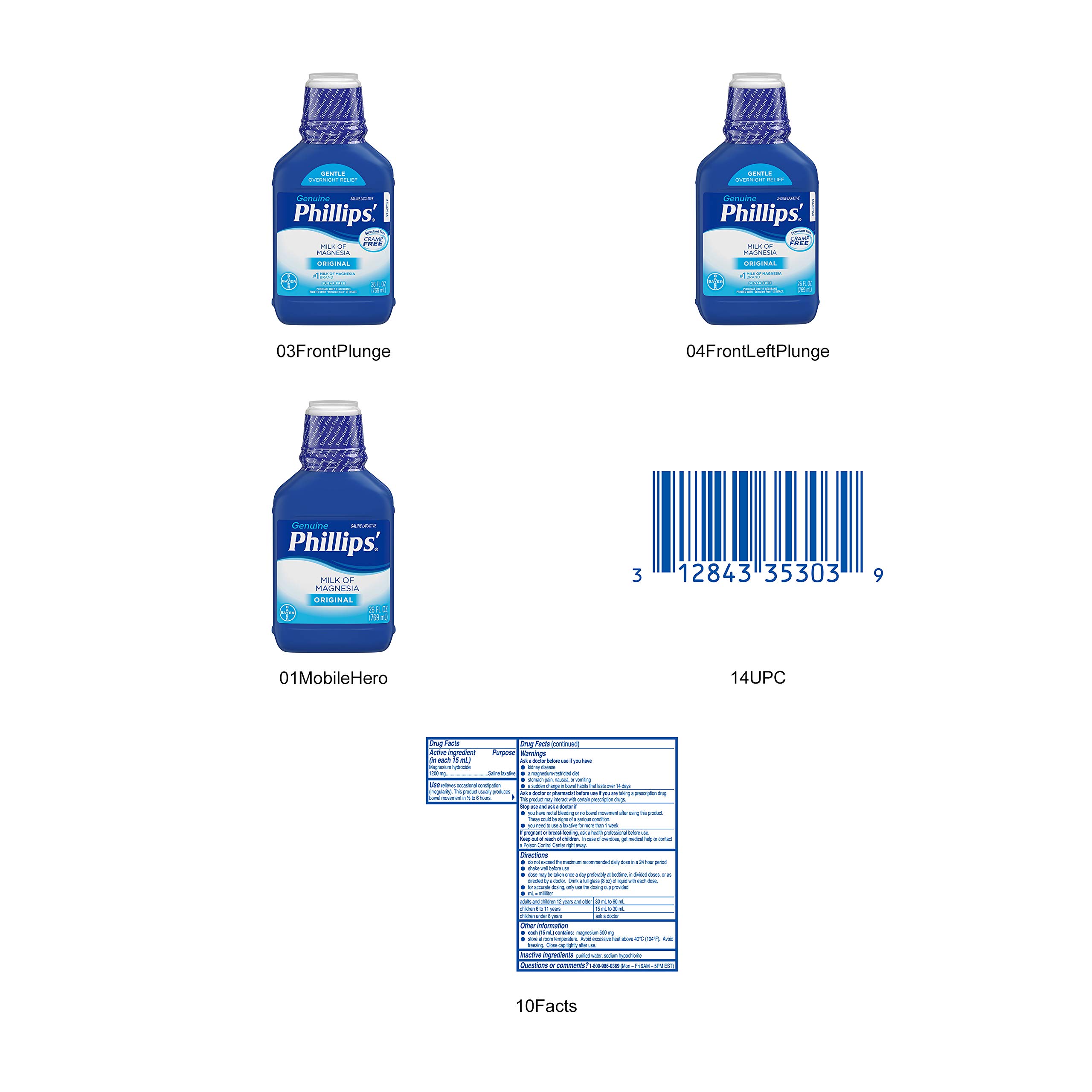 Phillips' Milk of Magnesia Original 26 oz (Pack of 9) - Gentle Laxative & Antacid for Occasional Constipation & Heartburn Relief - Perfect for Home, Travel & Emergency Kits