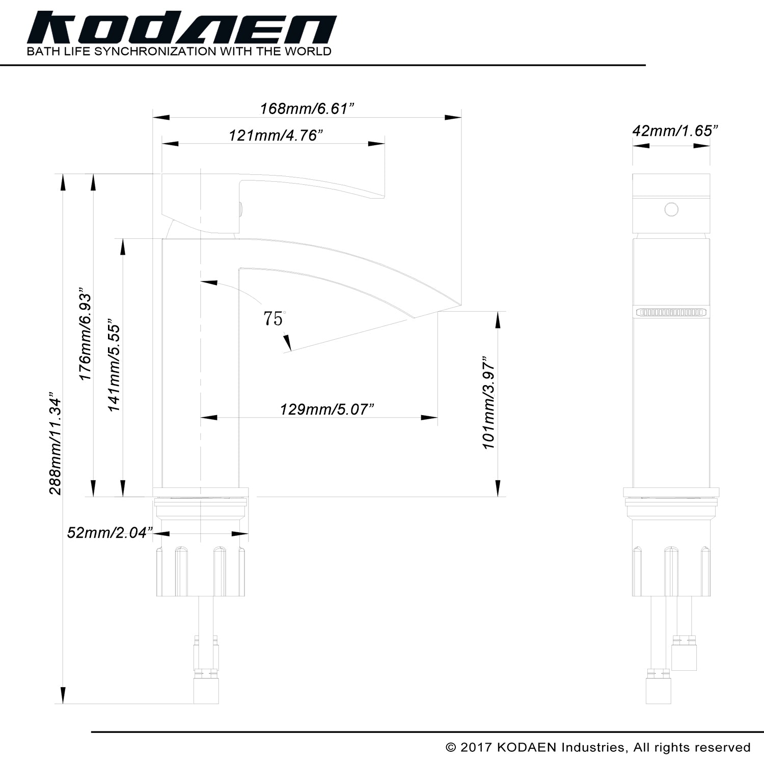 KODAEN F11103 Single Handle Bathroom Faucet - Matte Black Finish for Modern Vanity Sink, Perfect for Home & Hotel Bathroom Renovation