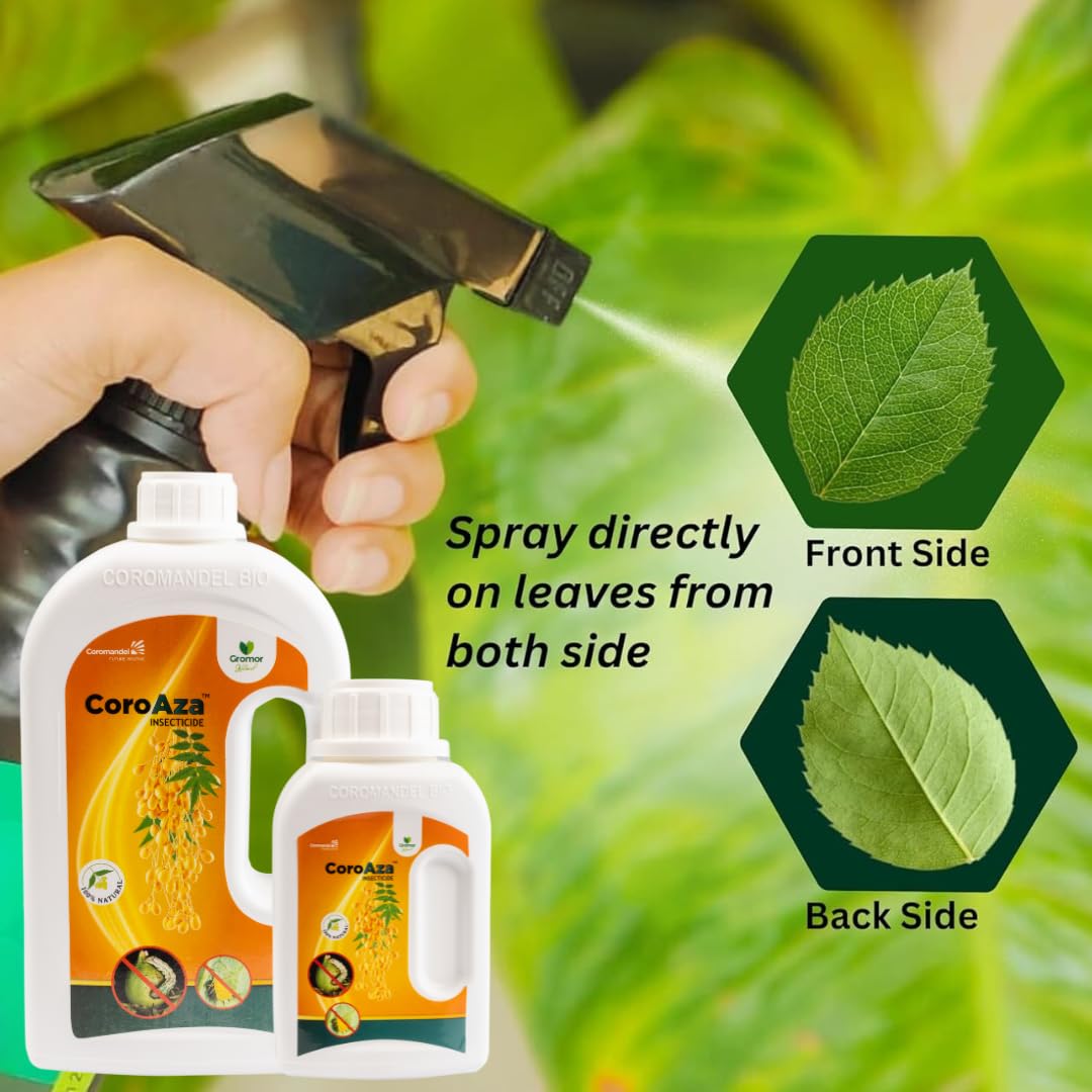 Organic Neem Oil Fungicide for Plants (300ppm) | Azadirachtin 0.03% EC Formula | Indoor & Outdoor Plant Protection | Natural Fungicide Treatment for Powdery Mildew, Black Spot & Rust | Gromor Natural 250ml | Safe for Vegetables, Flowers & Houseplants