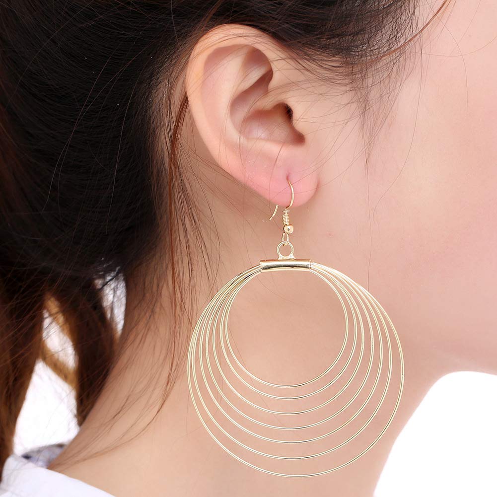 Stylish Multilayer Round Hoop Drop Earrings - Large Boho Dangle Earrings for Women | Perfect for Casual Wear, Parties & Boho Fashion Outfits