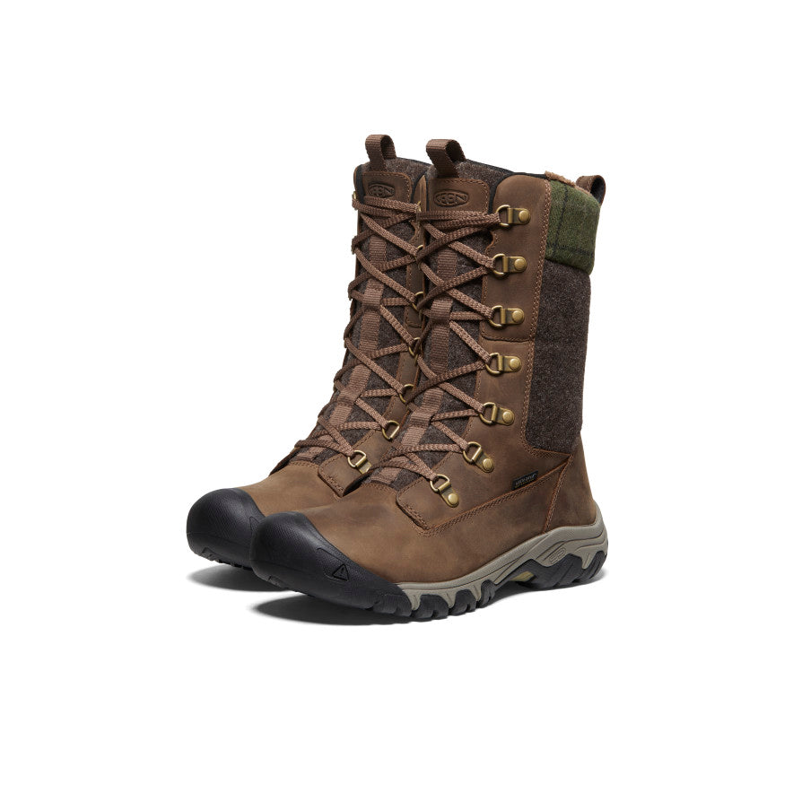 Women's Greta Tall Waterproof Winter Boots - Dark Earth/Green Plaid for Rain, Snow & Outdoor Activities