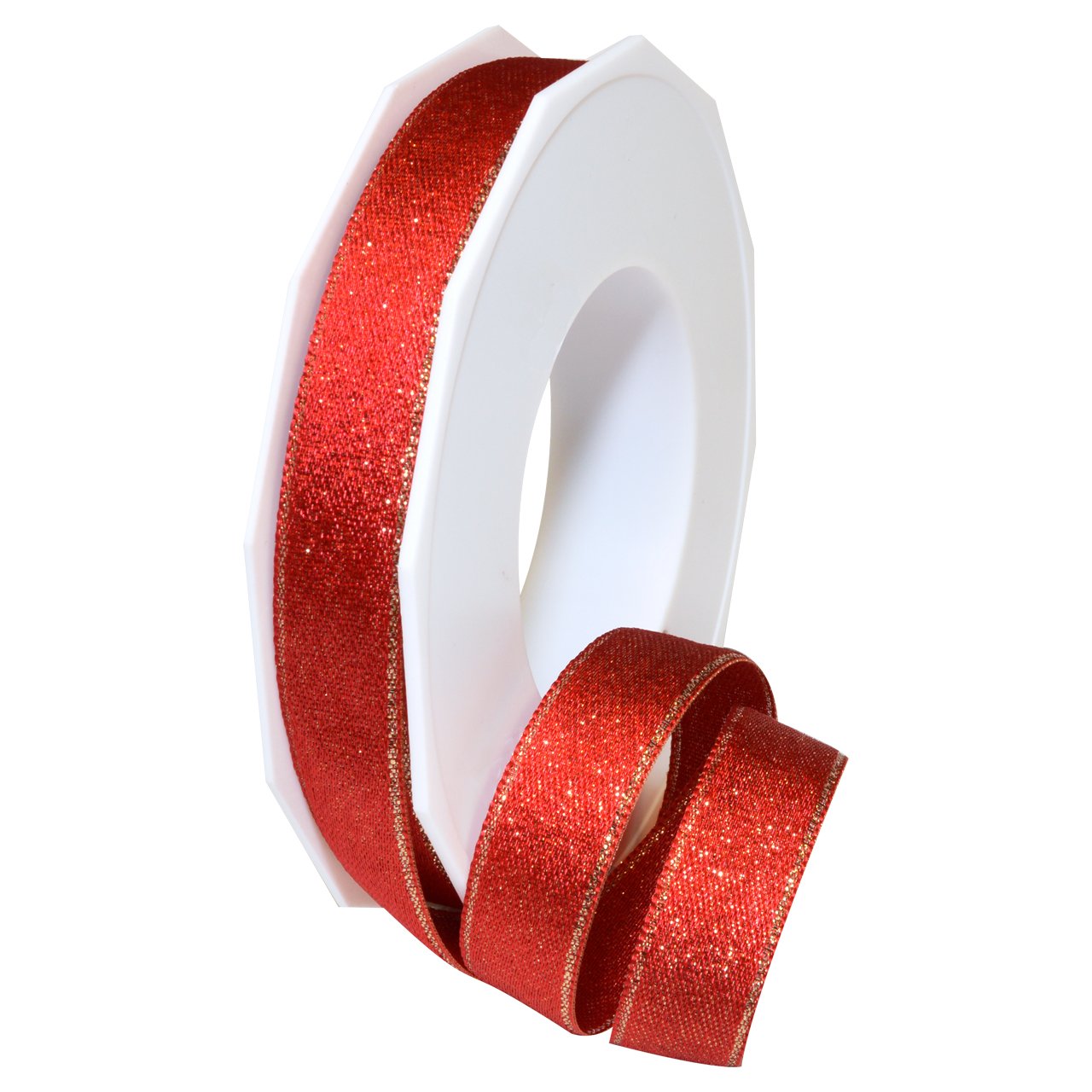 Morex 67915/20-609 Red Glitter Satin Polyester Ribbon - 5/8 Inch x 22 Yards - Perfect for Gift Wrapping, Bows, Crafts, and DIY Wedding Decorations