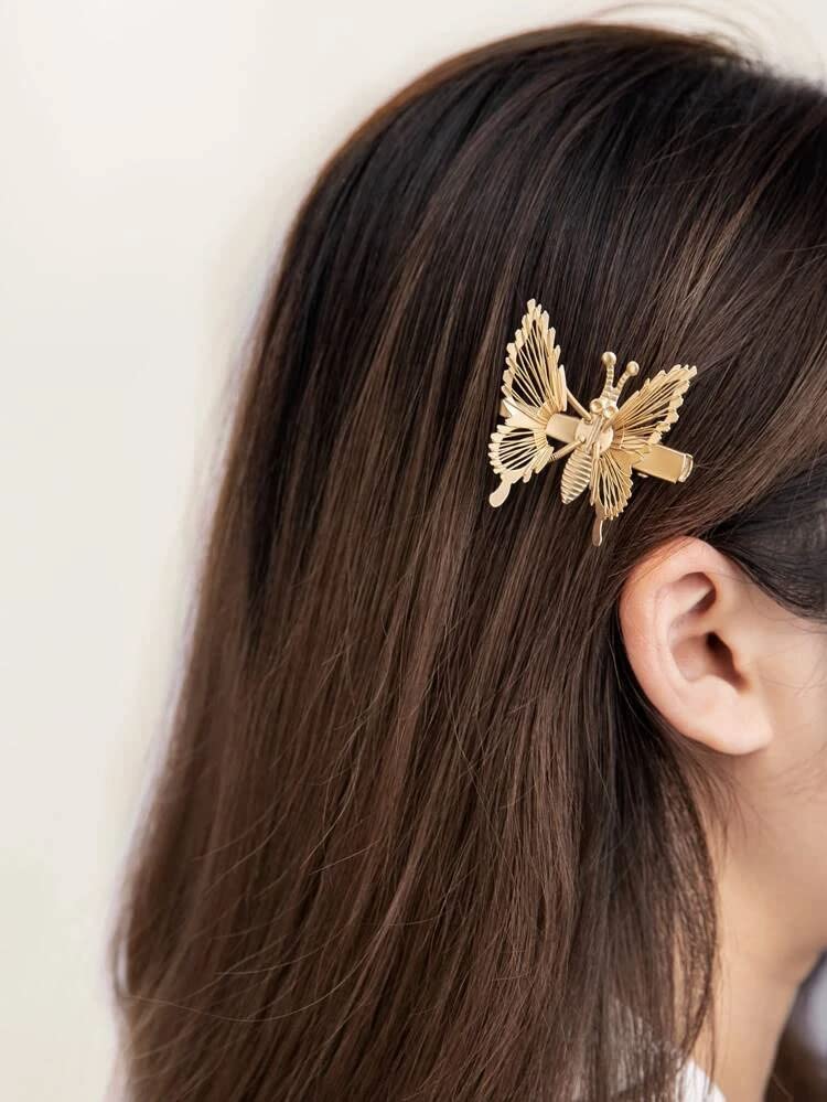 3D Butterfly Hair Clips for Women - 2 Pack Gold & Silver Metal Moving Butterfly Hair Barrettes, Alligator Hair Clamps, Cute Hair Styling Accessories for Girls and Women | Perfect for Weddings, Parties, and Everyday Wear