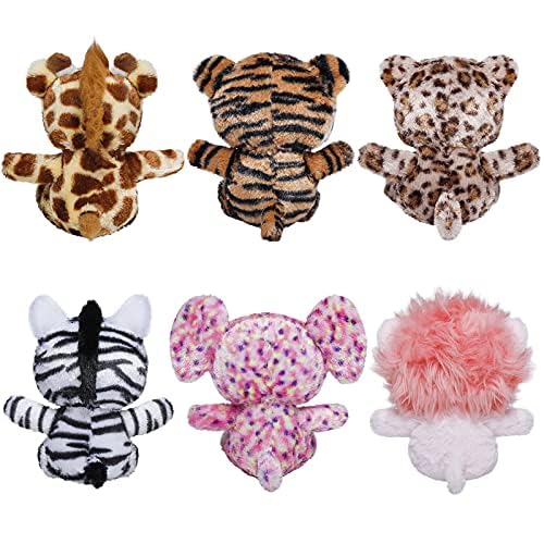 7 Inch Soft Plush Jungle Animals Set - 6 Piece Safari Stuffed Toys (Lion, Giraffe, Elephant, Tiger, Zebra, Leopard) for Kids, Baby Shower Gifts & Nursery Decor - Perfect for Birthday Parties, Room Decorations and Cuddly Playtime