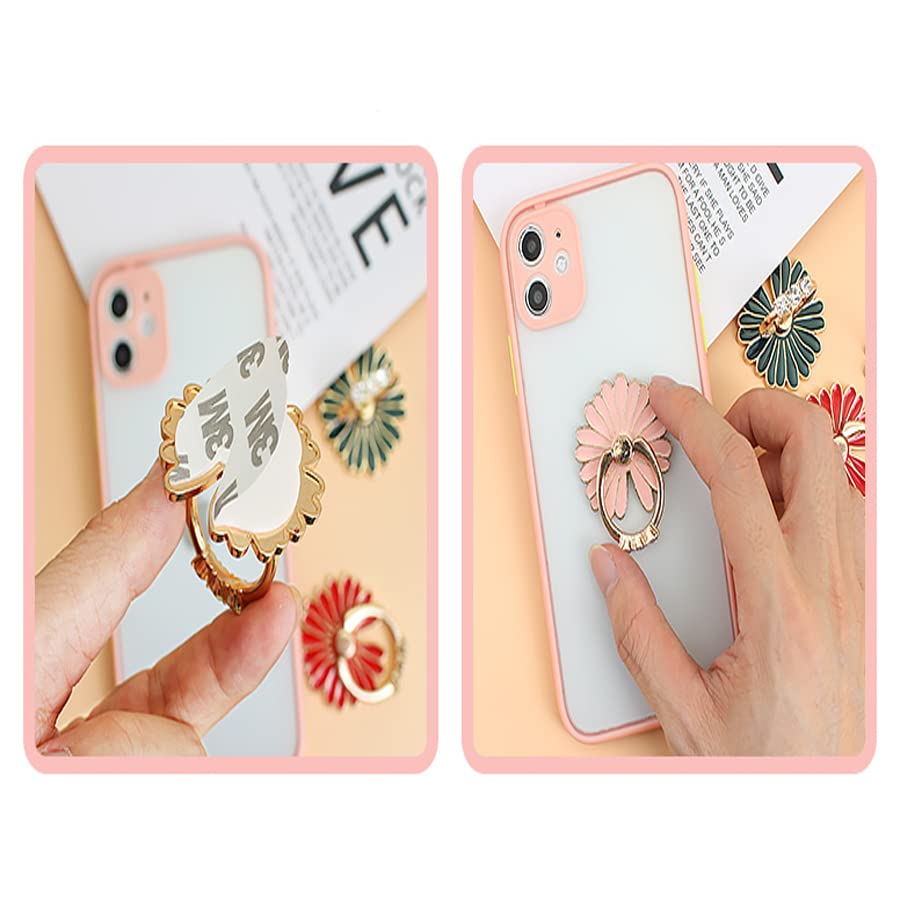 360° Rotating Phone Ring Holder Stand - 6 Pack Daisy Grip Finger Ring for Cell Phone & Tablet Case Accessories | Perfect for Hands-Free Viewing, Gaming, and Secure Grip While Commuting