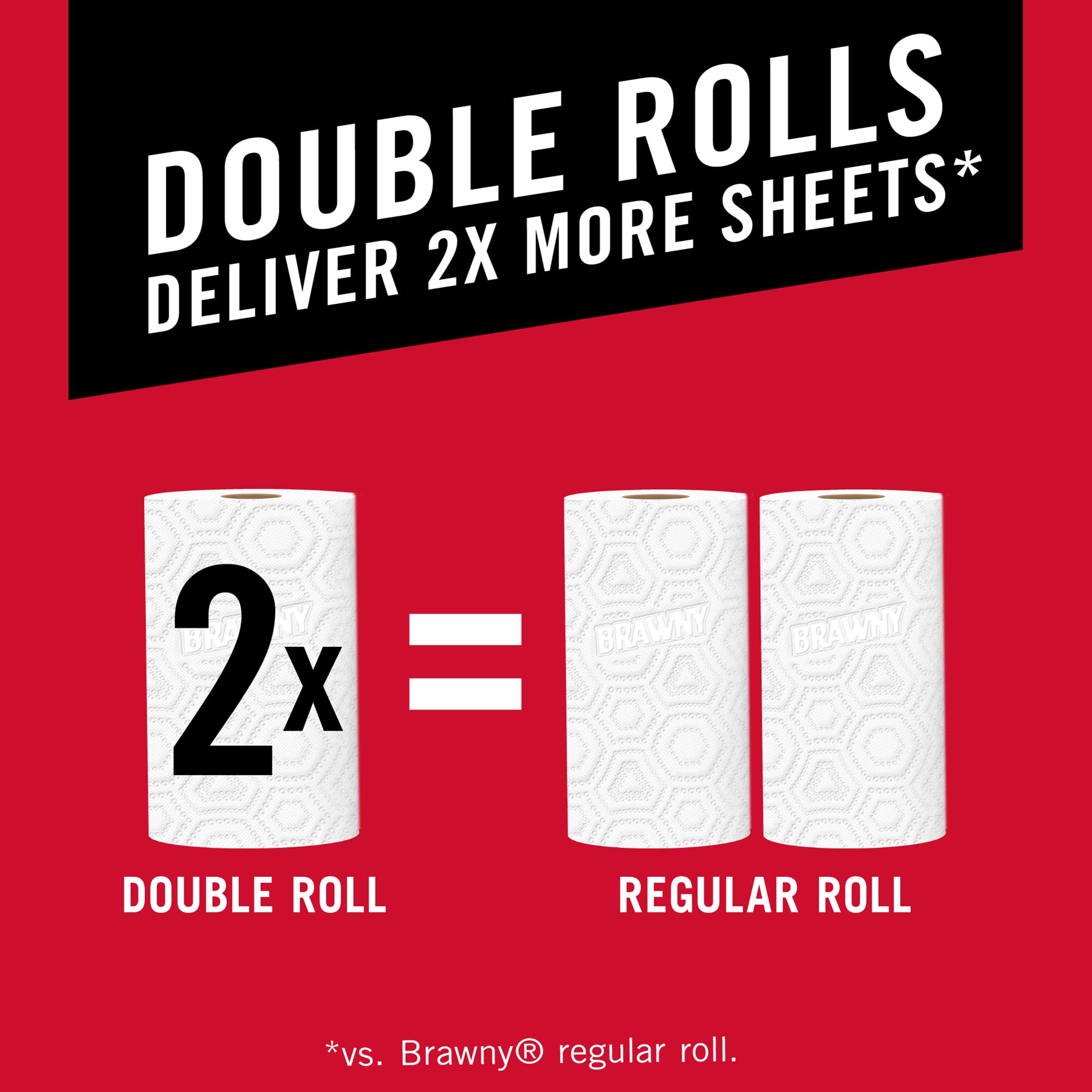Brawny Tear-A-Square Paper Towels - 8 Double Rolls (16 Regular Rolls) | Ultra Absorbent & Strong | Perfect for Kitchen Cleaning, Spills & Household Use
