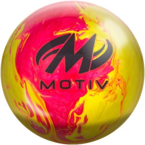 Motiv Thrill Pink Yellow Pearl Bowling Ball | High Performance Reactive Resin | Perfect for League Play & Tournaments | Strike More with Enhanced Hook & Control