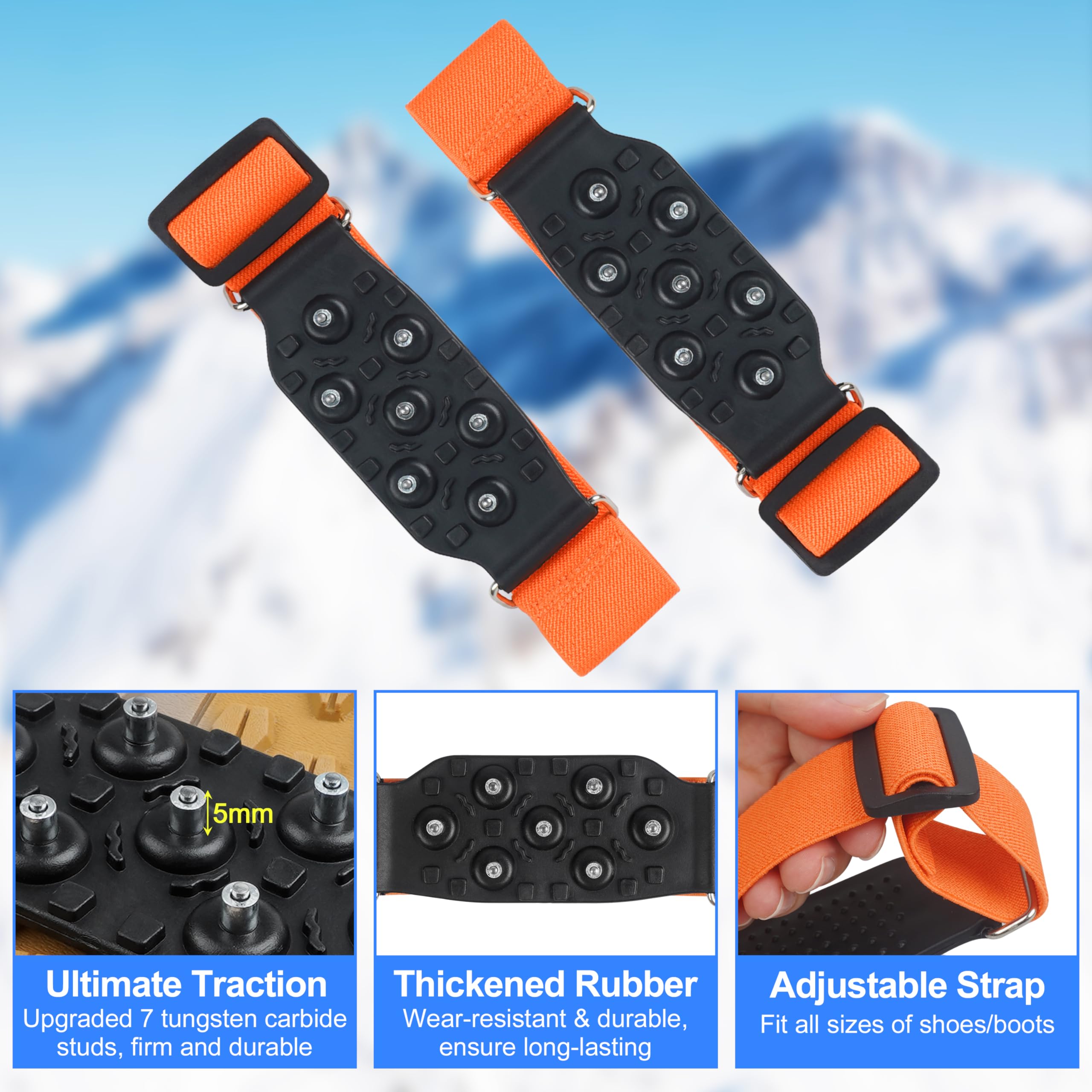 Non-Slip Ice Cleats for Shoes & Boots - Traction Crampons for Hiking, Walking on Snow & Ice - Winter Gear for Men & Women - Perfect for Outdoor Activities, Ice Fishing & Indoor Use on Slippery Surfaces