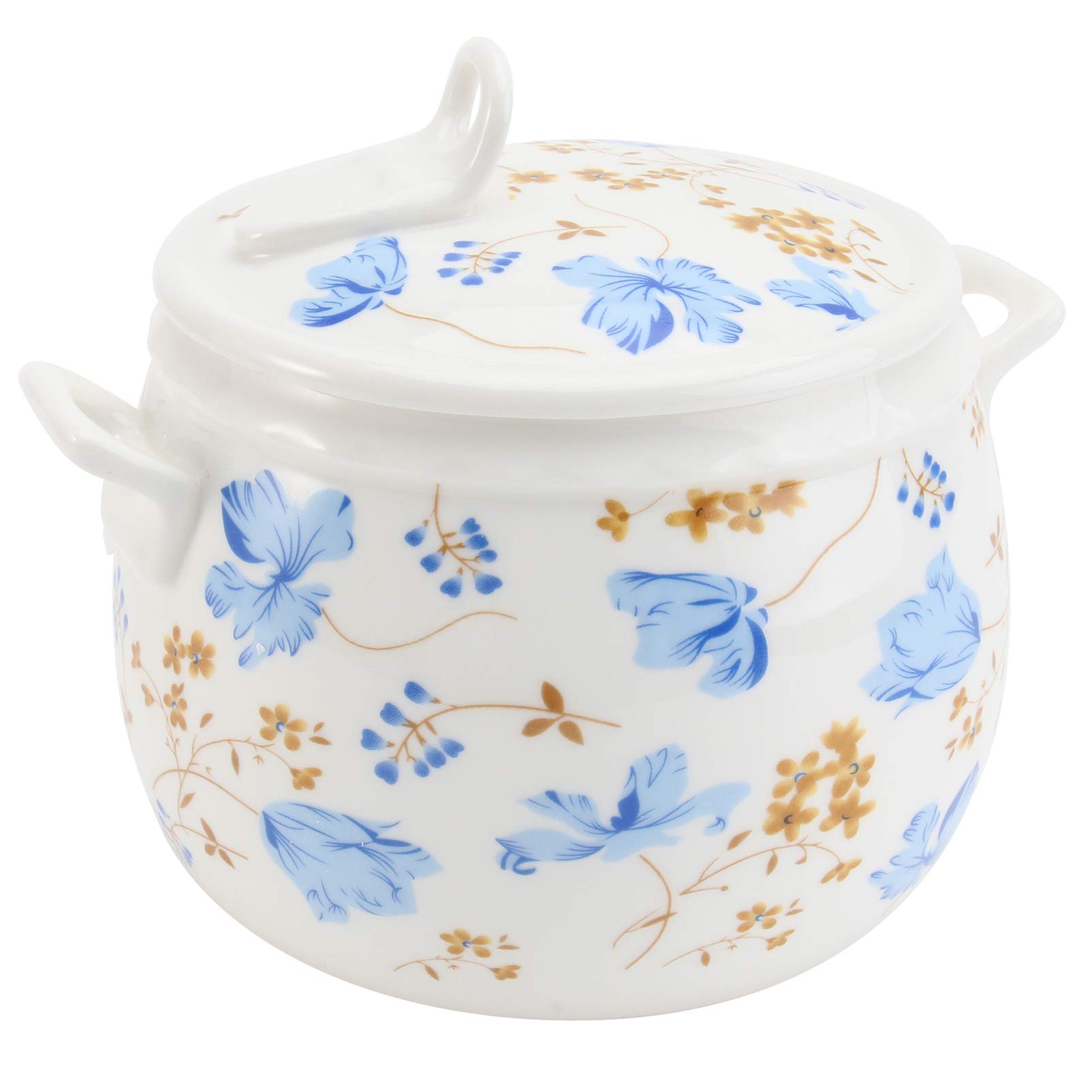 HEMOTON 1-Piece Ceramic Stew Pot with Lid - Orchid Design Gilded Clay Cookware - Retro Casserole Skillet for Soups, Stews & Slow Cooking - Perfect for Stovetop & Oven Use