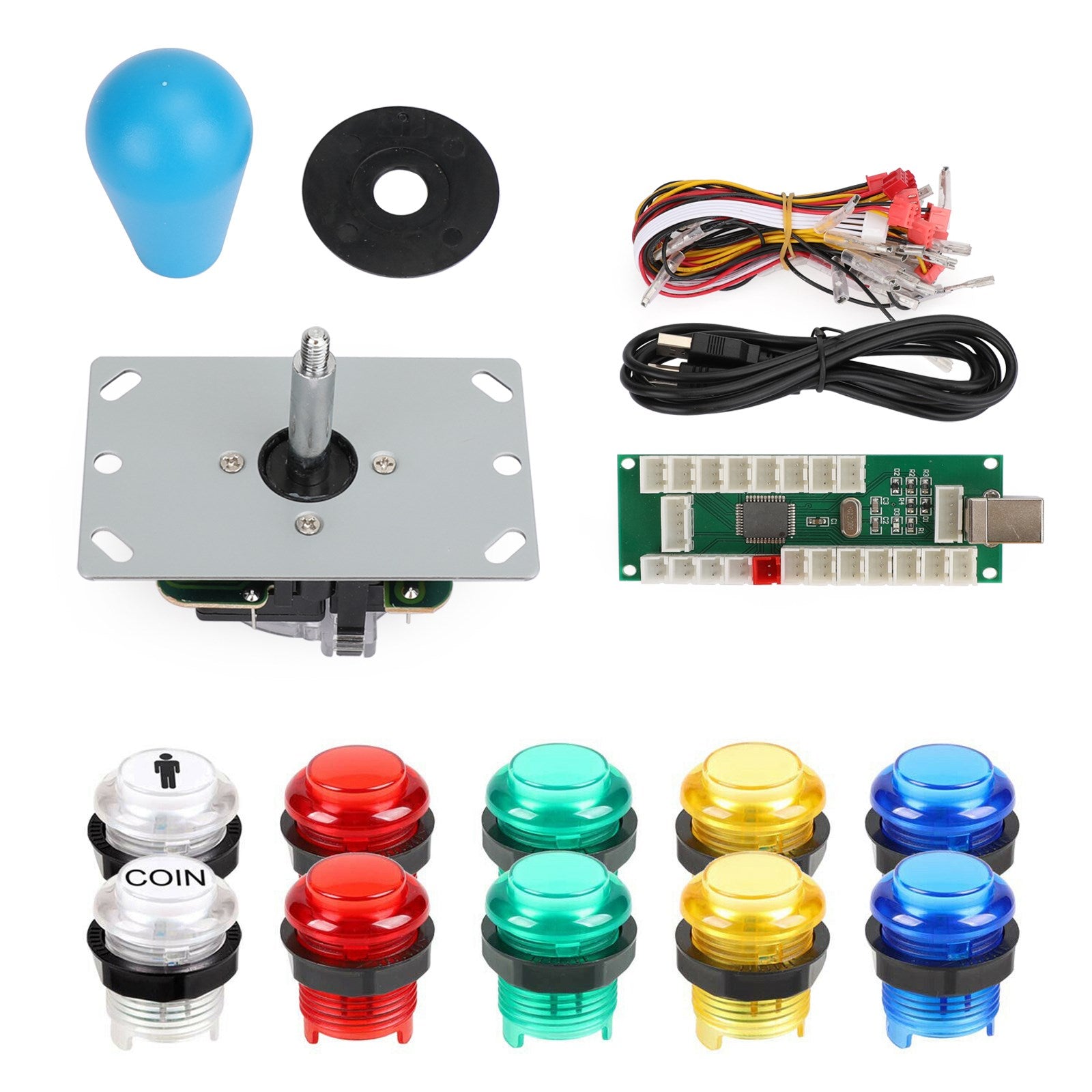 1 Player LED Arcade DIY Kit - USB Encoder for PC Gaming, Joystick & Gamepad Controller - Perfect for Retro Gaming, MAME Emulators & Home Arcade Setup