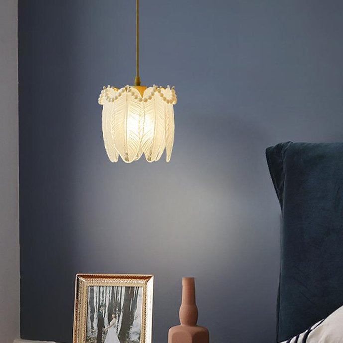 Elegant LED Feather Pearl Pendant Light - Modern Crystal Chandelier for Dining Room, Bedroom, Living Room Decoration