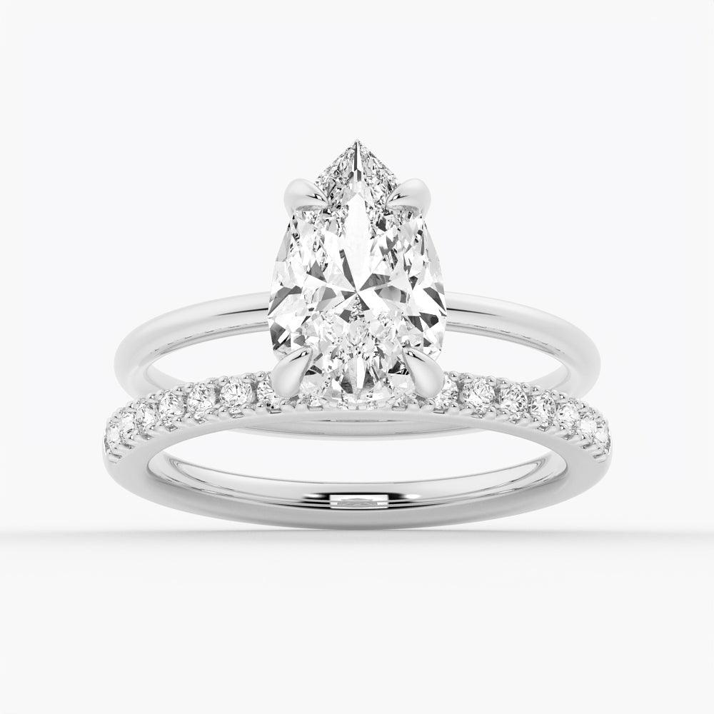 Exquisite Pear Cut Moissanite Solitaire Engagement Ring with Hidden Halo - Perfect for Proposals, Anniversaries & Bridal Jewelry