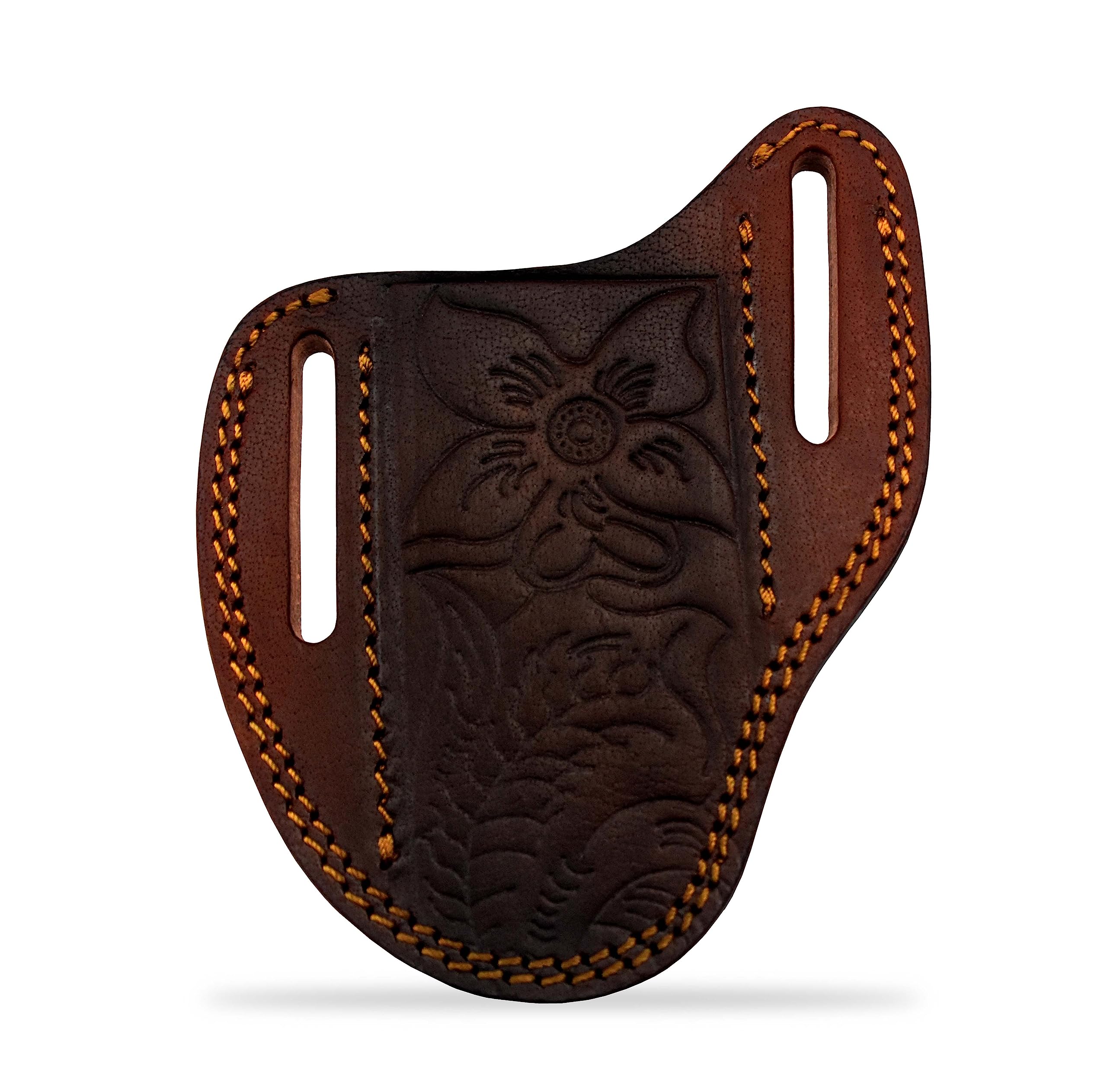 Handmade Custom Leather Sheath for Trapper & Hunting Knives - 100% Genuine Leather, Tan Color, Dual Carry Design | Perfect for Outdoor Adventures, Camping, and Bushcraft Activities | Hercules Knives Compatible